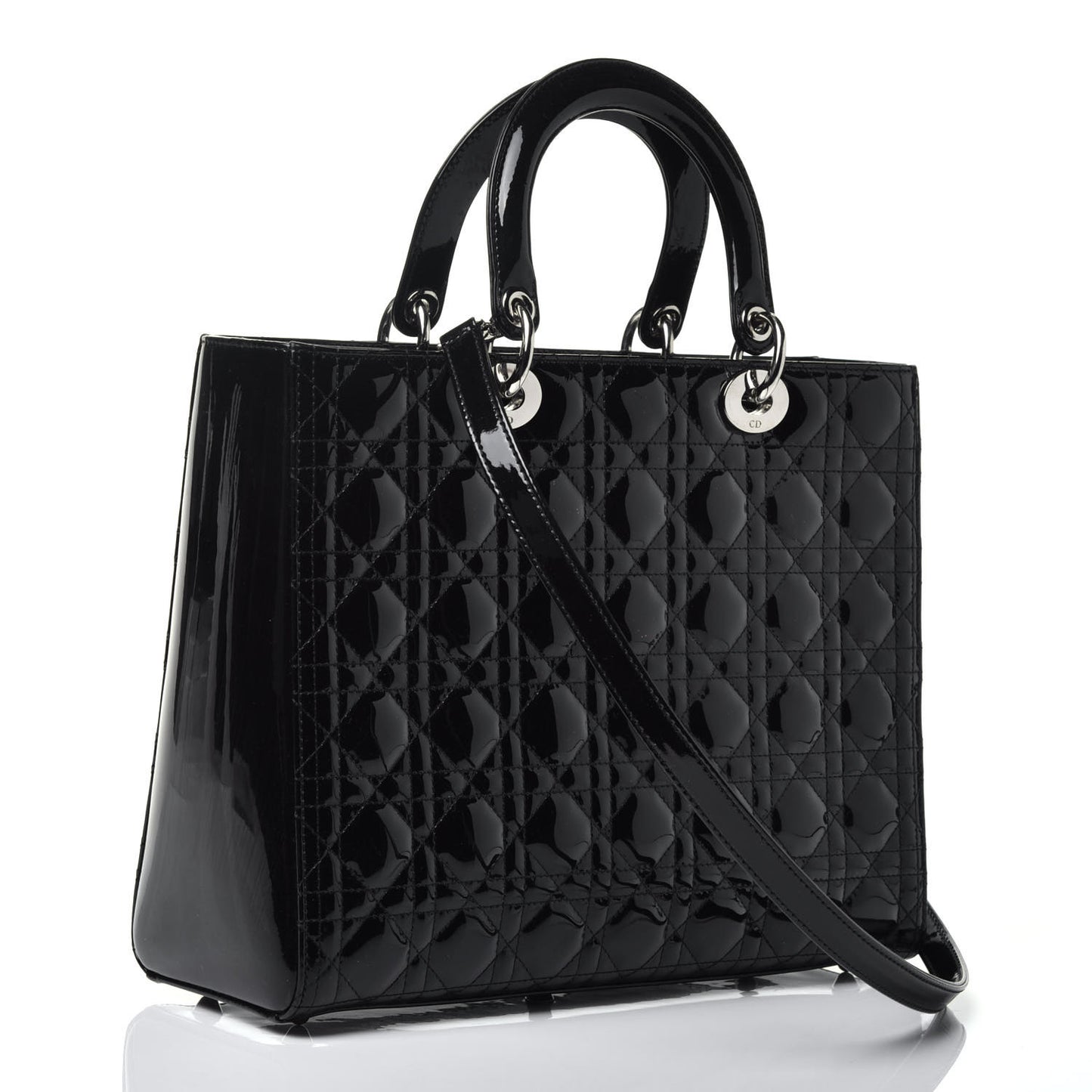 Patent Cannage Large Lady Dior Black