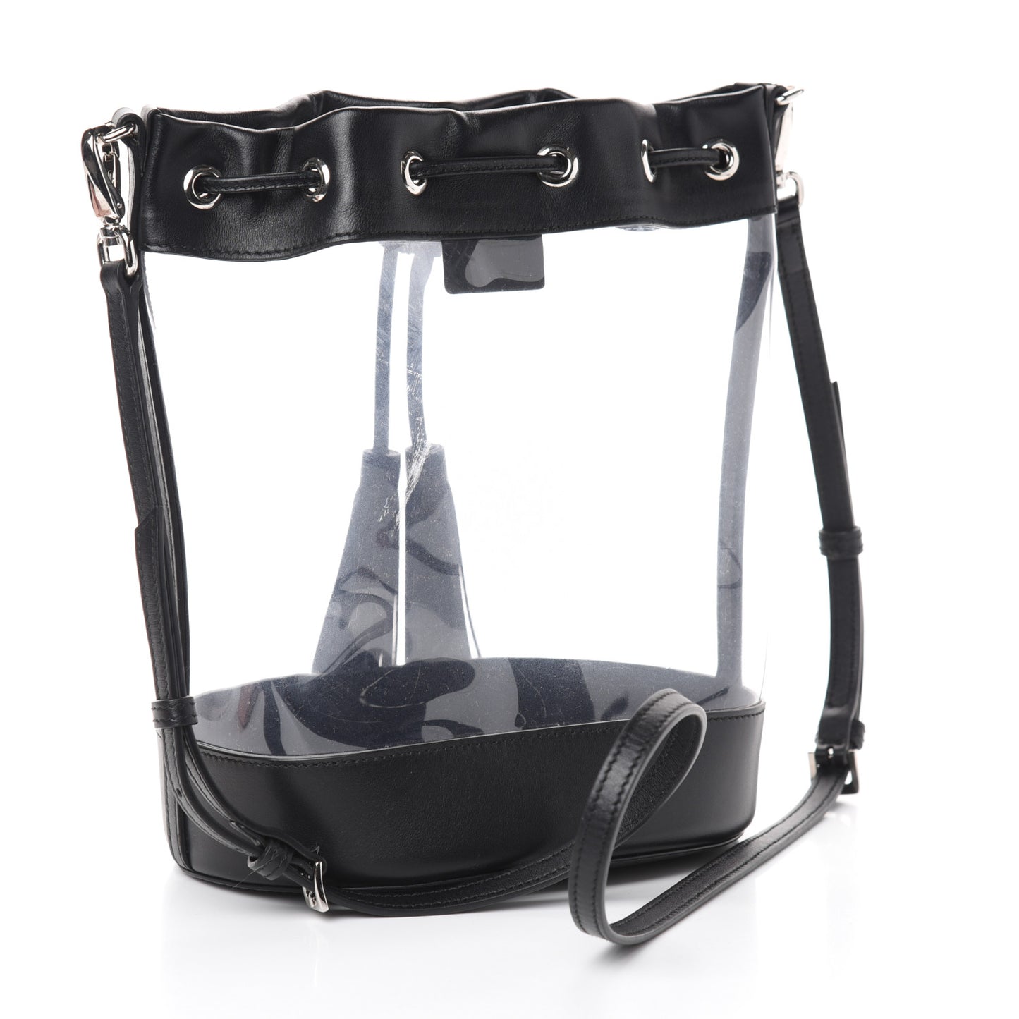 Plex Soft Calf Drawstring Bucket Bag Black