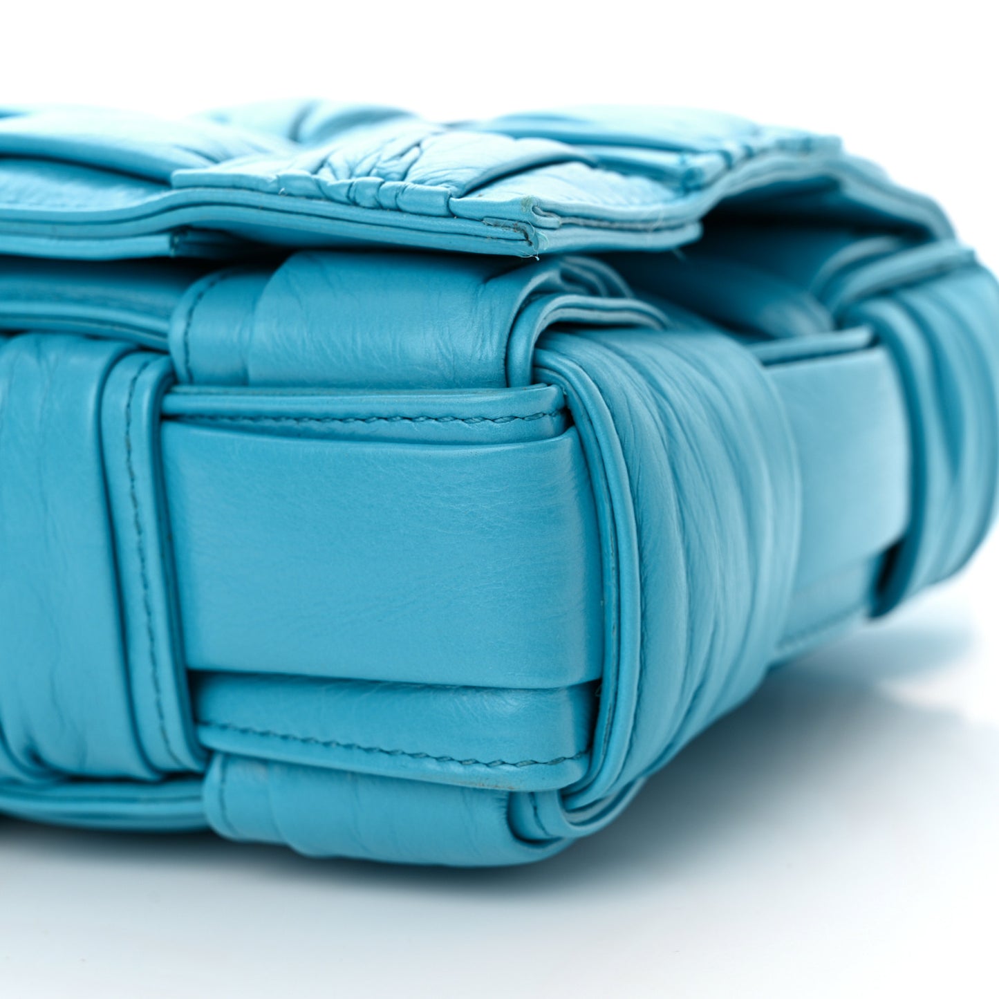 Calfskin Intreccio Plisse Cassette Crossbody Bag Pool