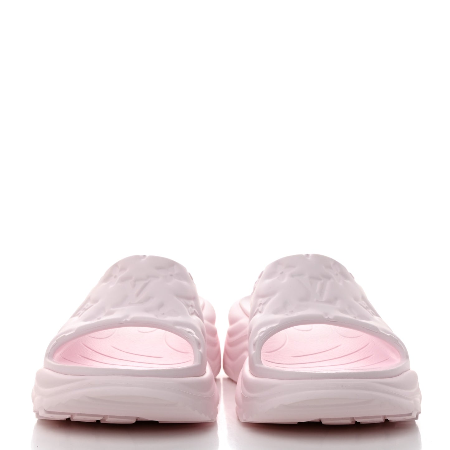 Rubber Monogram Embossed Pool 55 Flat Comfort Mule 38 Rose Clair