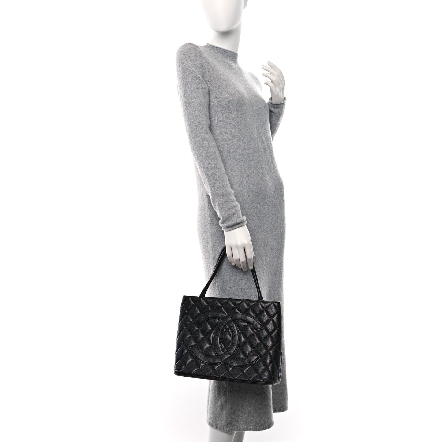 Caviar Quilted Medallion Tote Black