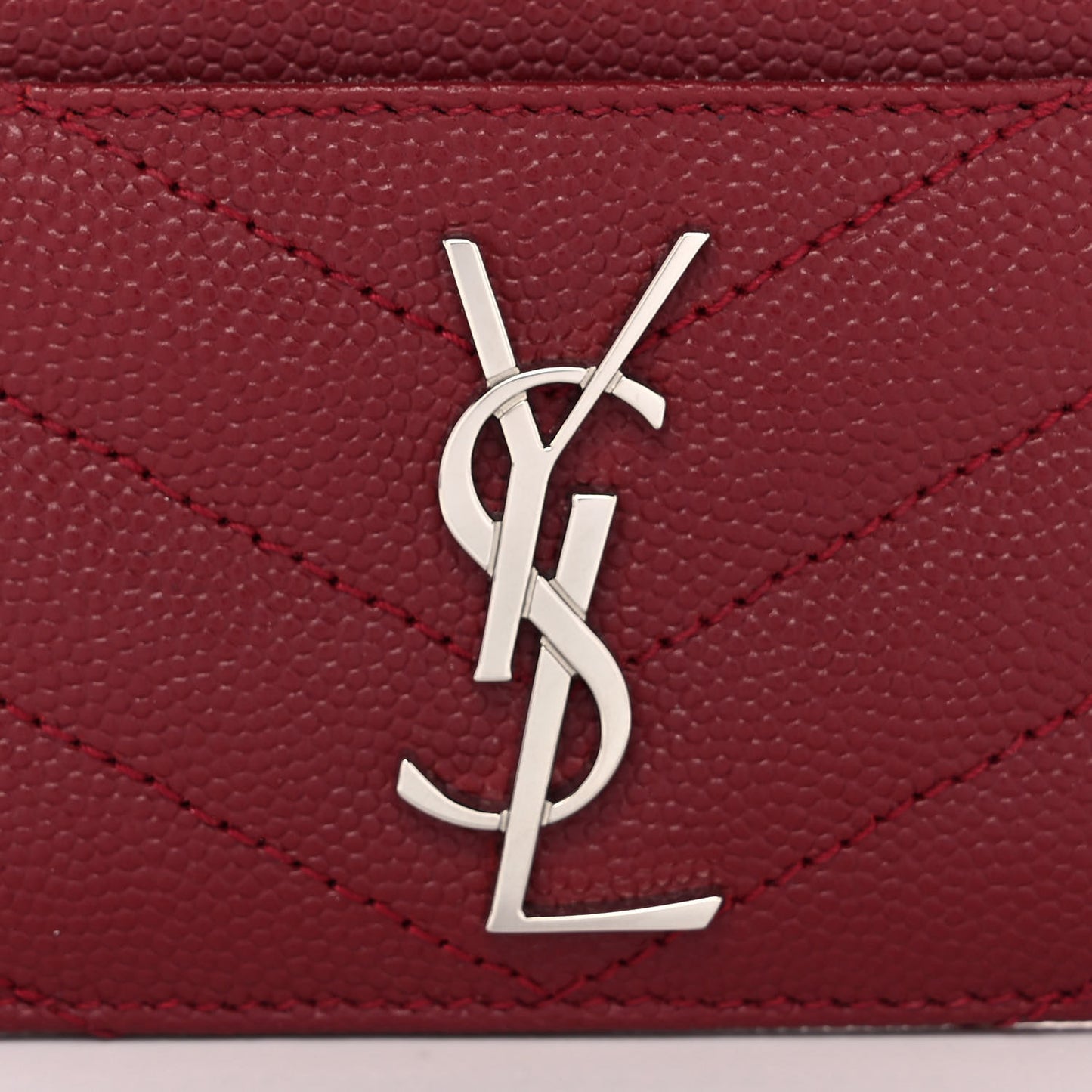 Grain De Poudre Matelasse Chevron Monogram Credit Card Case Palissandre