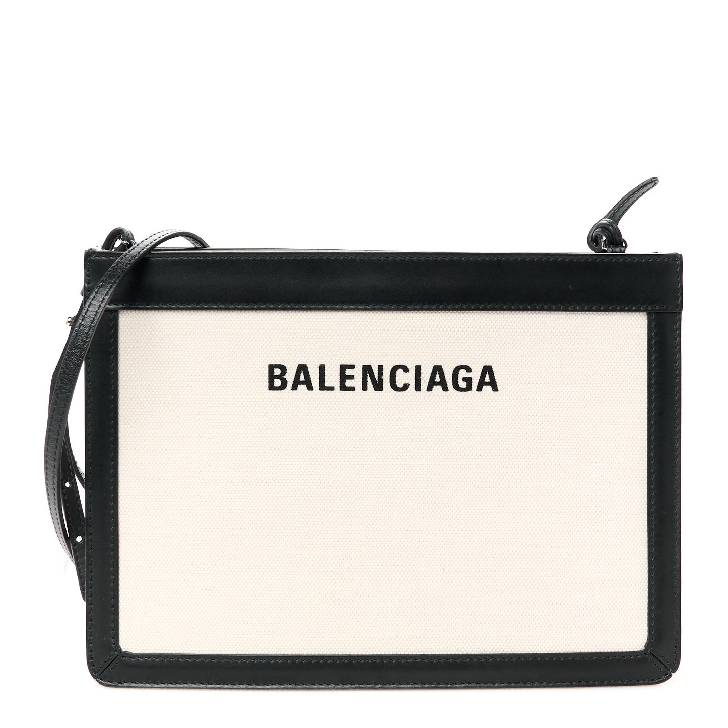 Cotton Canvas Pochette Crossbody Bag Black