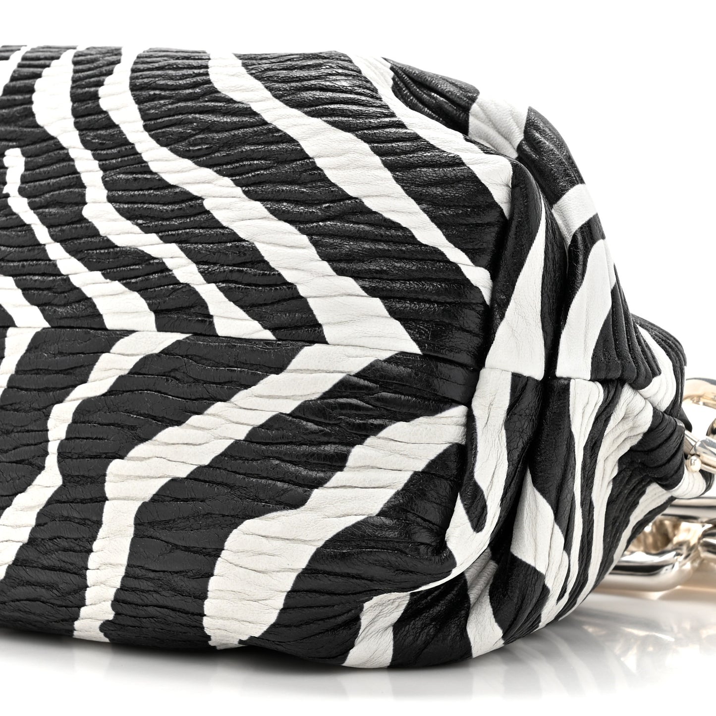 Nappa Zebra Print The Pouch Oversized Clutch White Black
