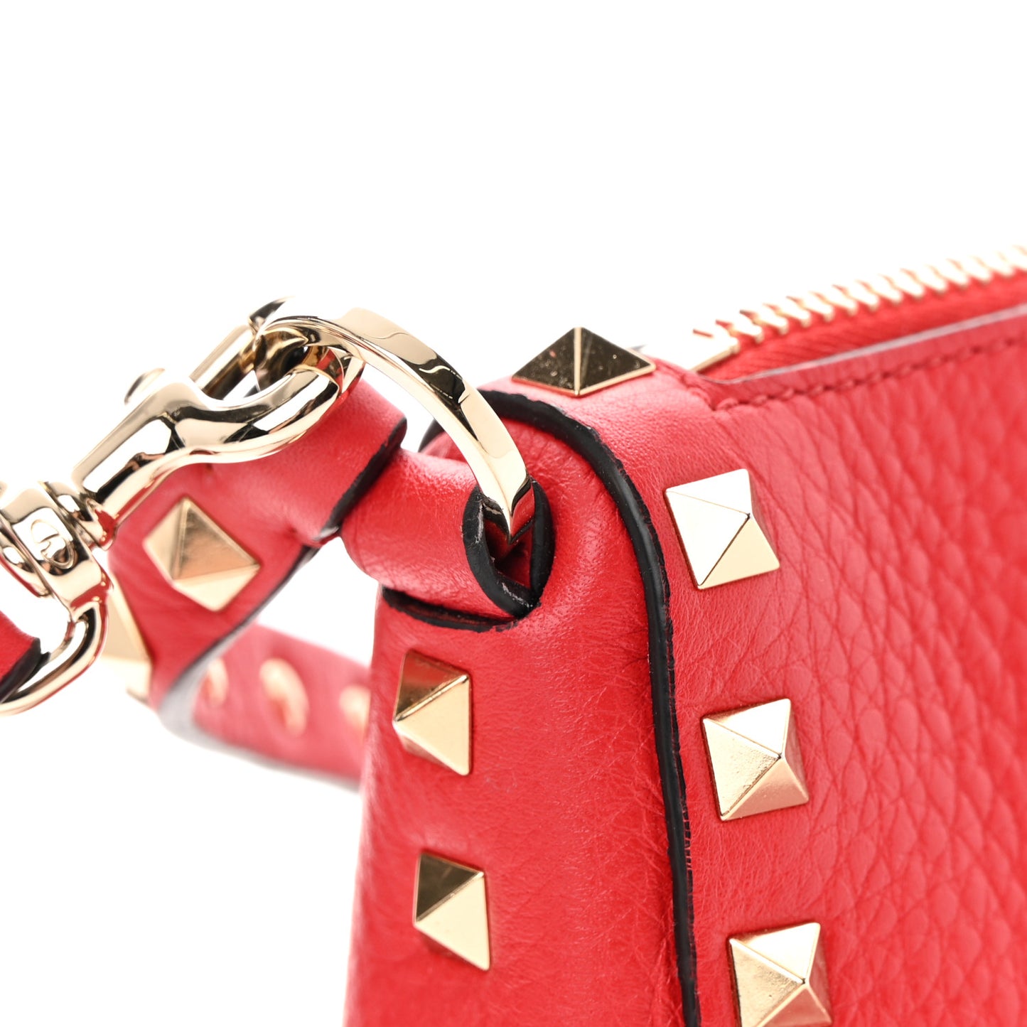 Pebbled Calfskin Small Rockstud Flip Lock Shoulder Bag Rouge Pur