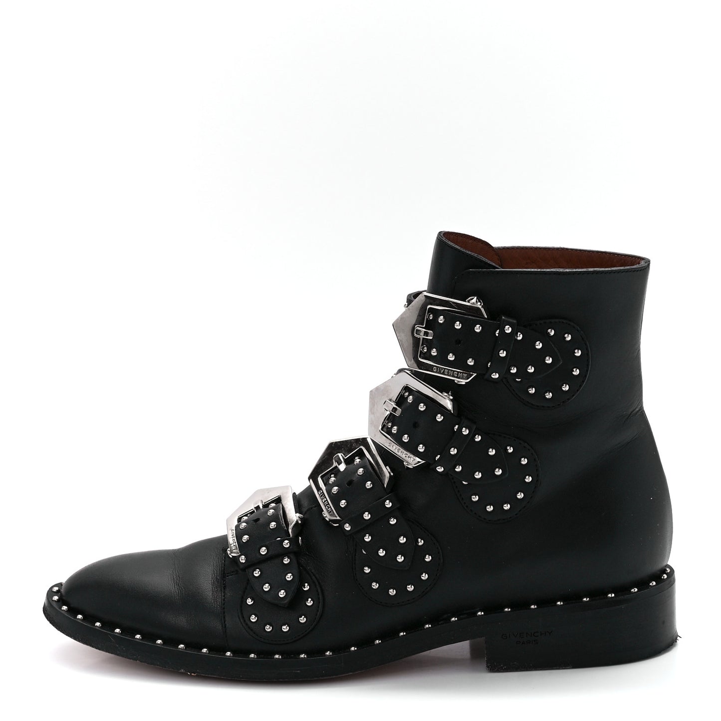 Calfskin Studded Prue Buckle Bootie 36.5 Black