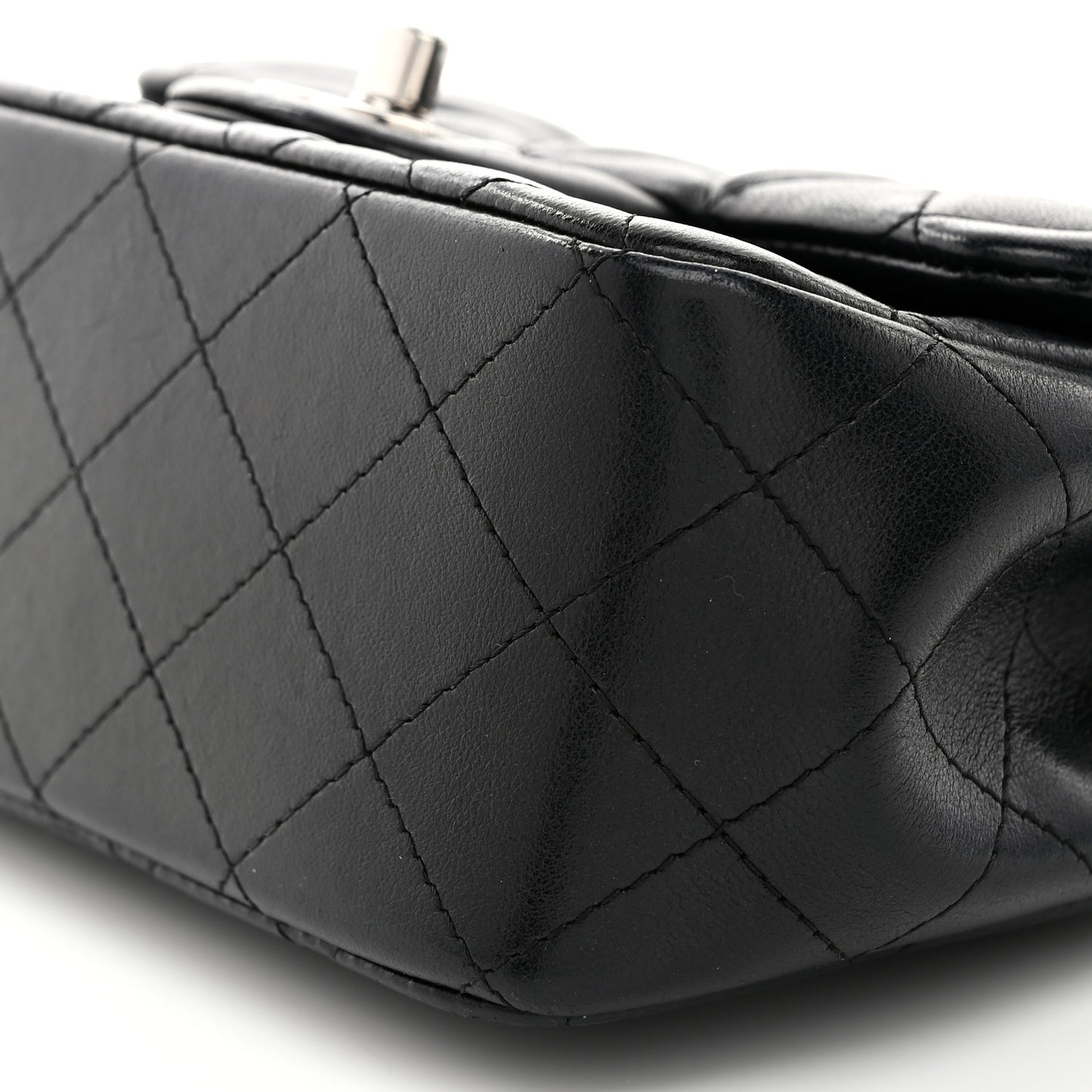 Lambskin Quilted Mini Square Flap Black