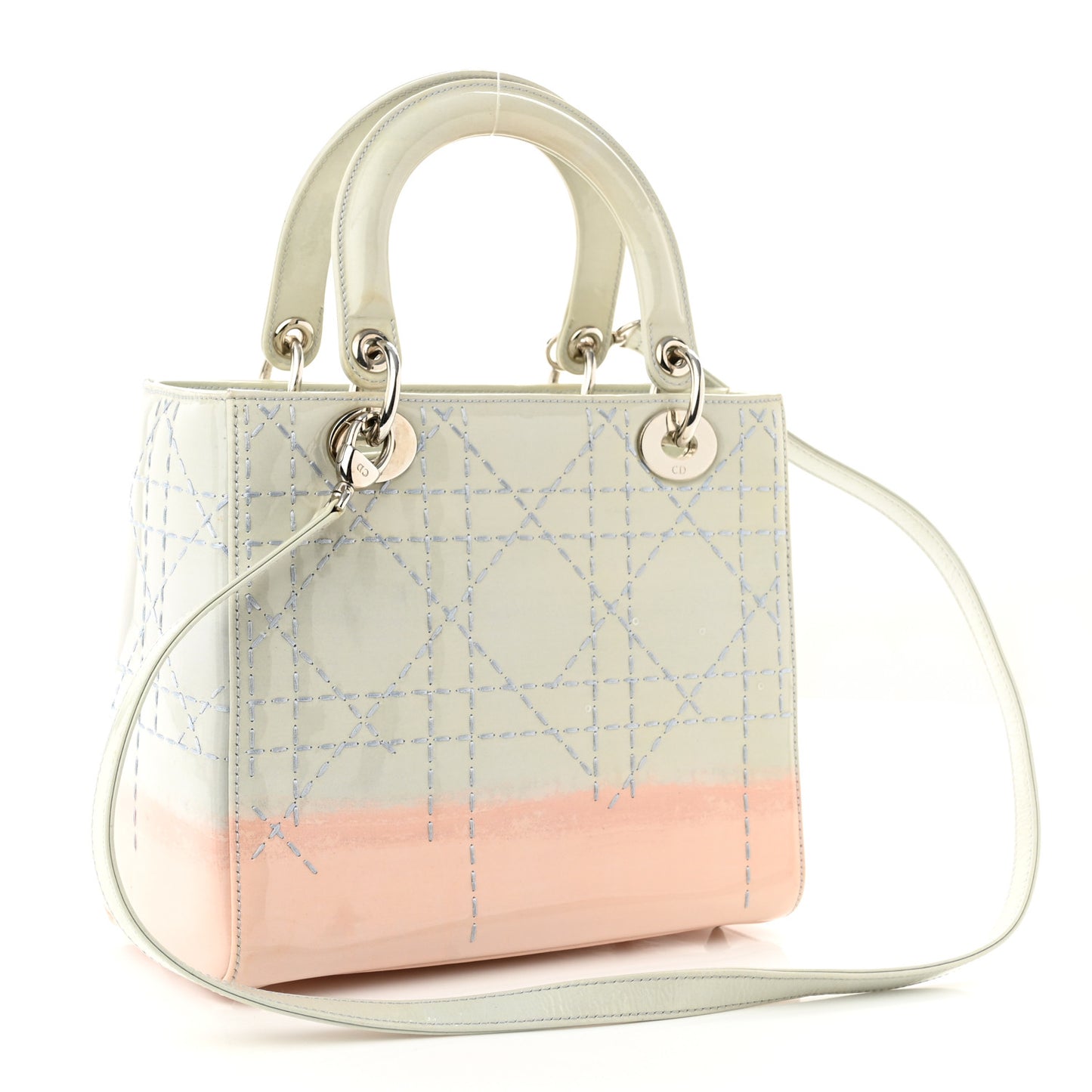 Patent Cannage Gradient Medium Lady Dior Blue Coral