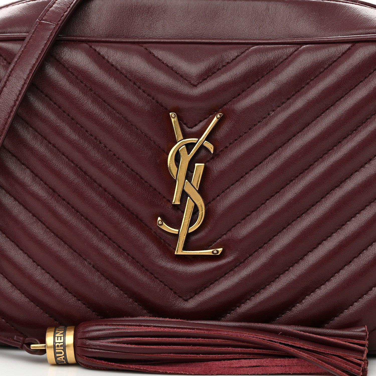 Saint Laurent Calfskin Matelasse Monogram Lou Camera Bag Dark Legion Red 8 of 22