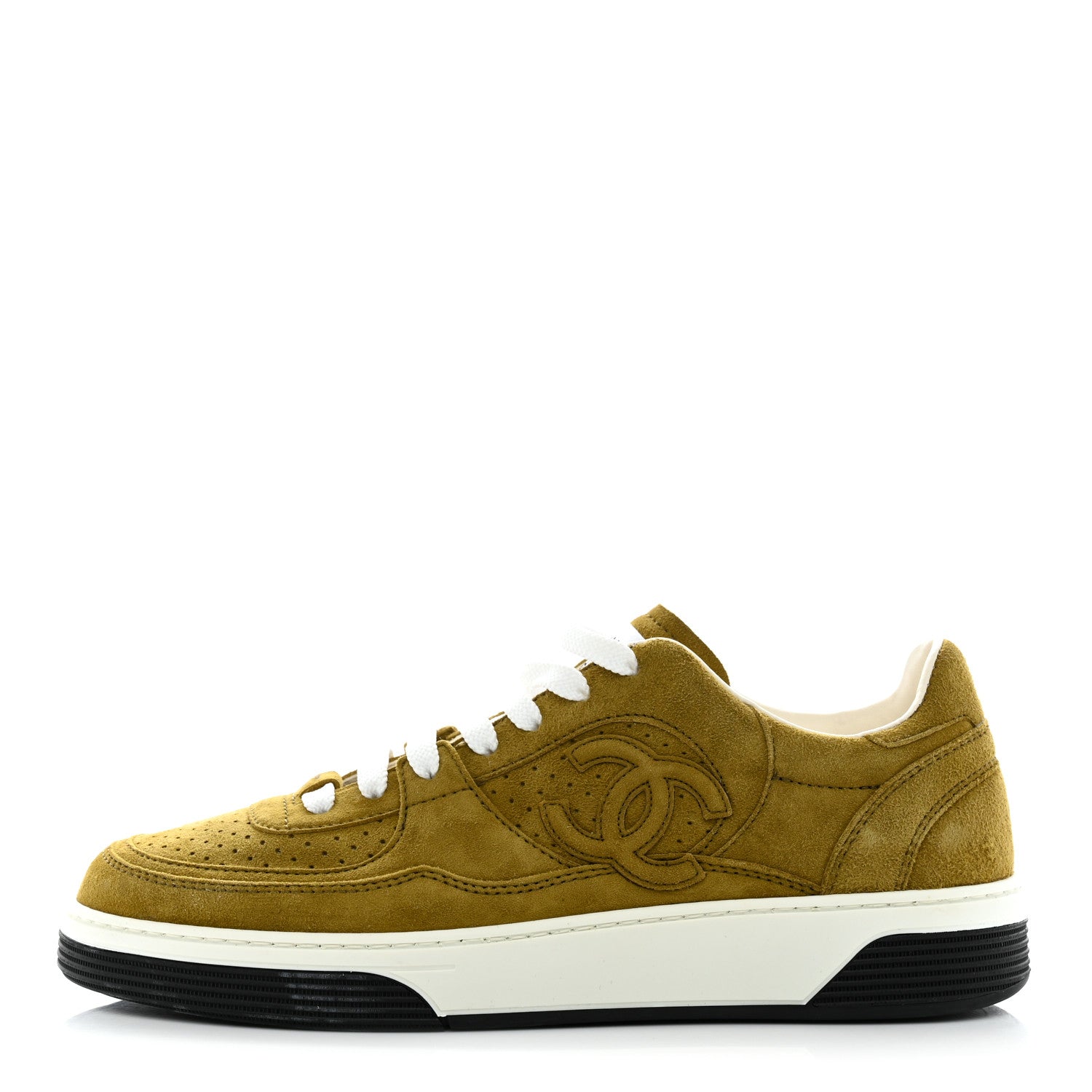 Chanel Suede Kidskin Womens CC Sneakers 39.5 Green 1 of 9