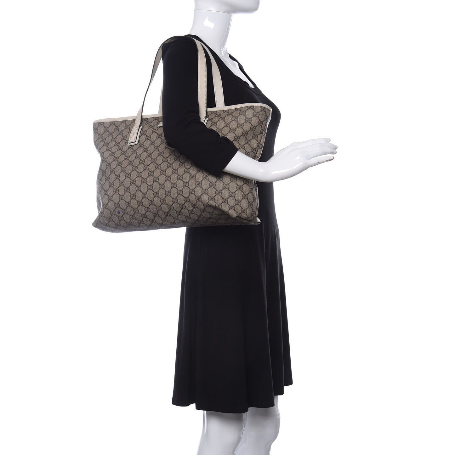 GG Supreme Monogram Medium Zippered Shopping Tote Off White