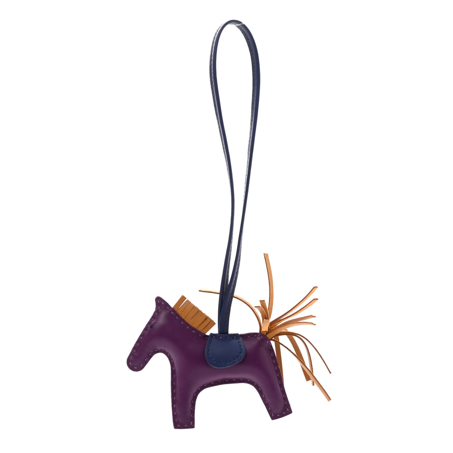 Milo Lambskin Grigri Rodeo Horse Bag Charm PM Violet Sesame Bleu Saphir