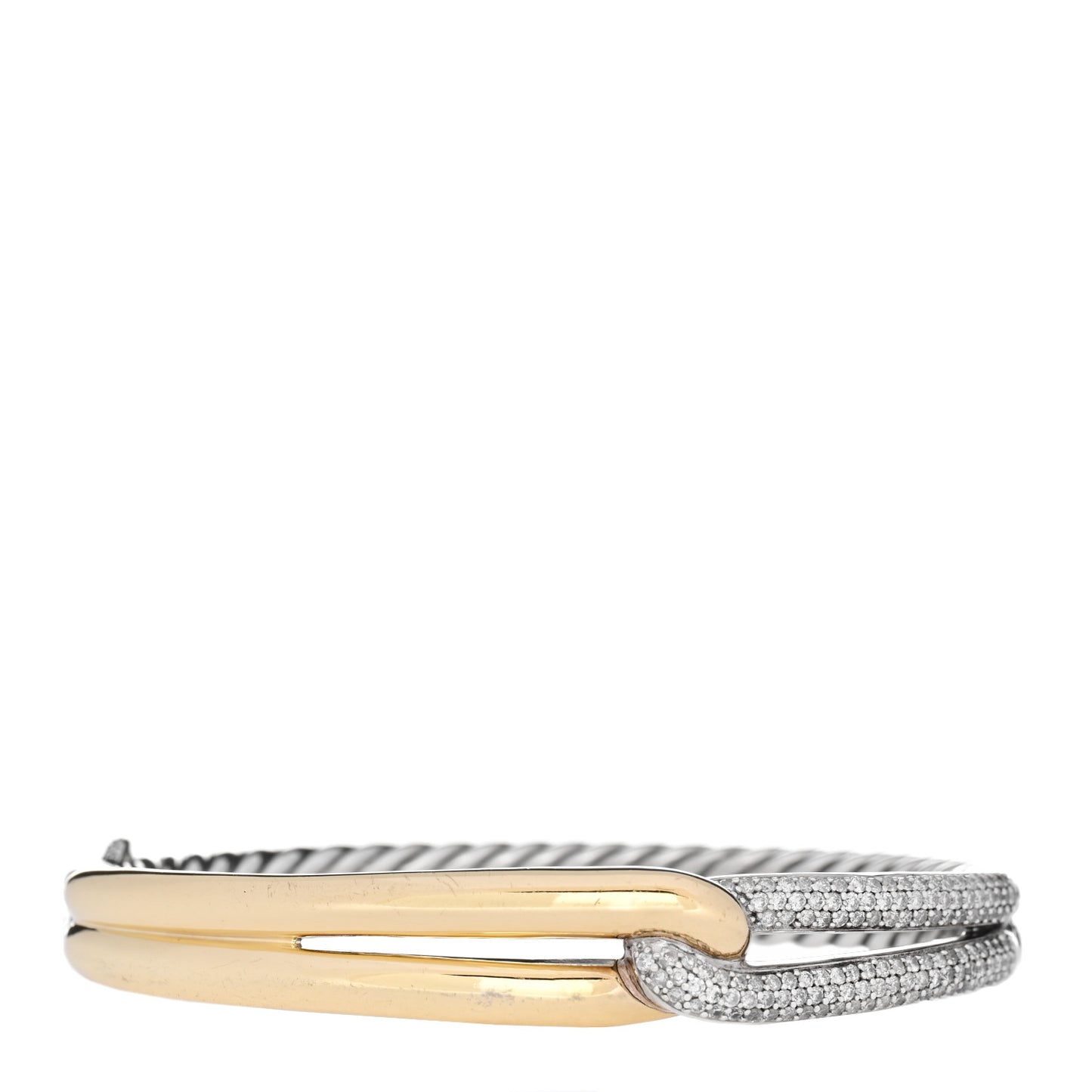Sterling Silver 18K Yellow Gold Diamond Single Loop Labyrinth Bracelet