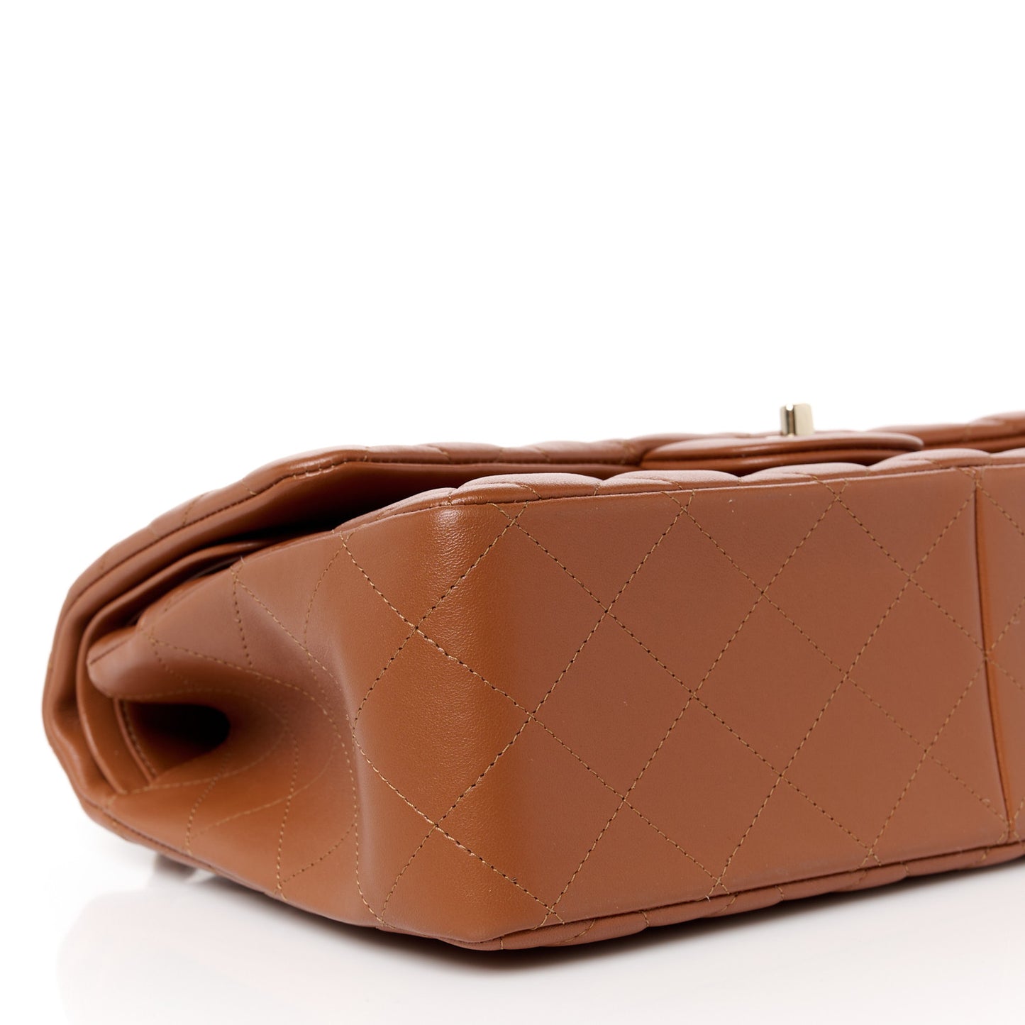 Lambskin Quilted Jumbo Double Flap Brown