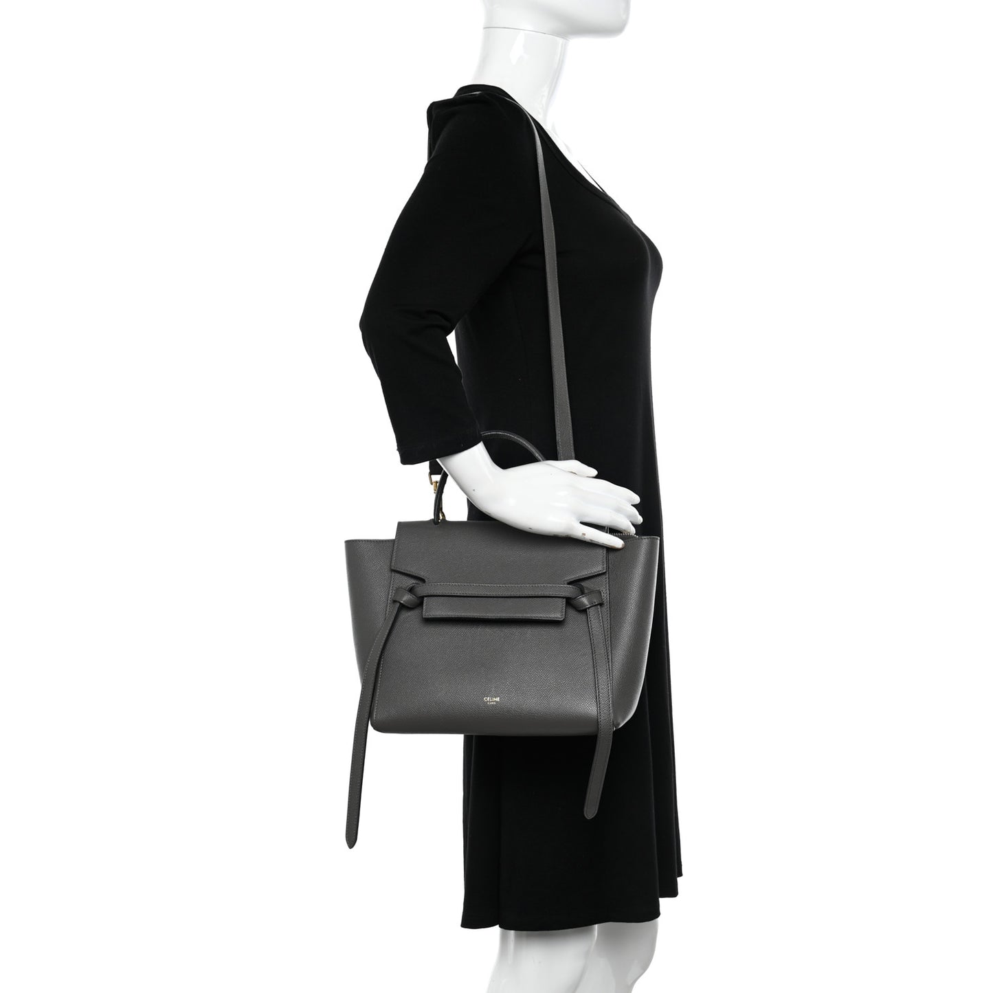 Grained Calfskin Mini Belt Bag Grey
