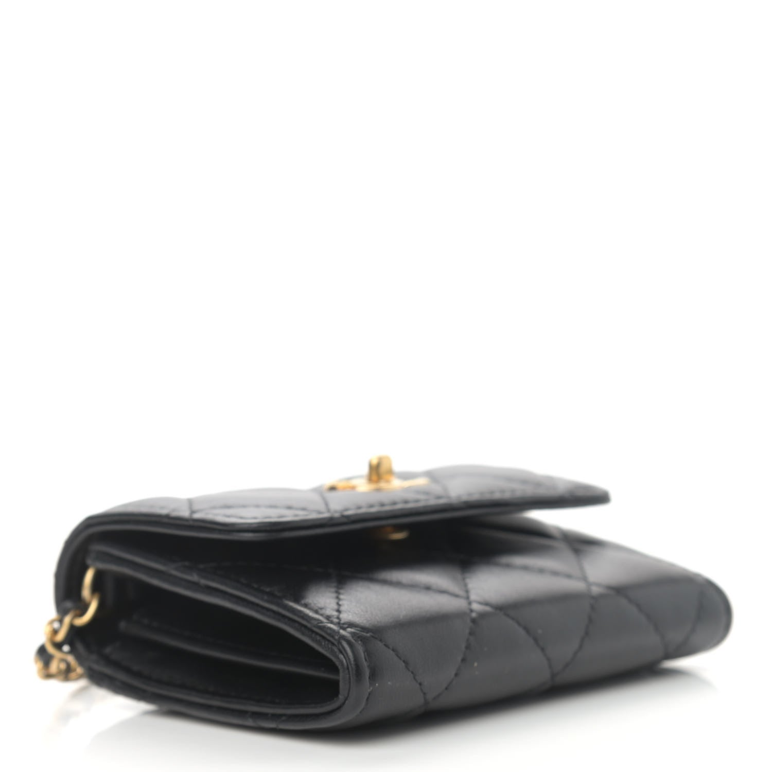 Chanel Lambskin Quilted Pearl Crush Clutch With Chain Black 4 of 15