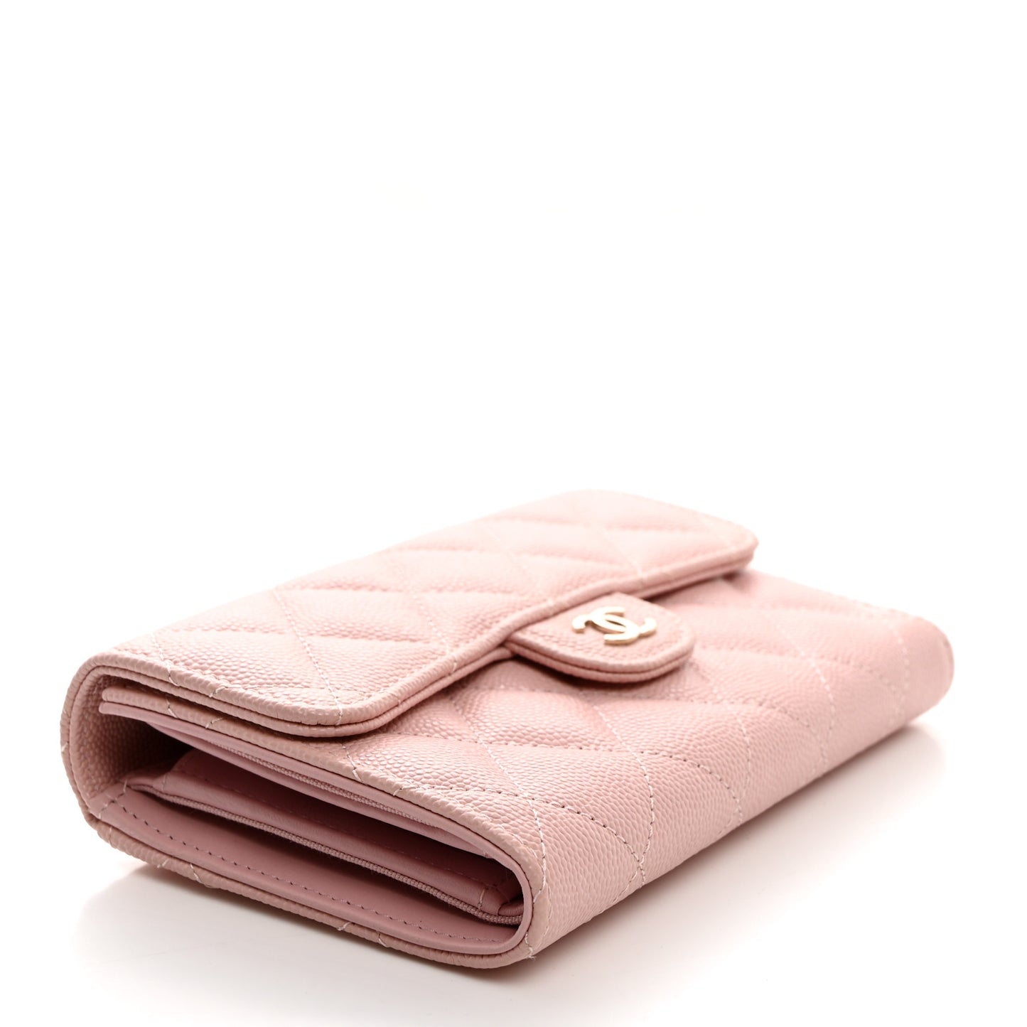 Caviar Quilted Medium Flap Wallet Light Pink