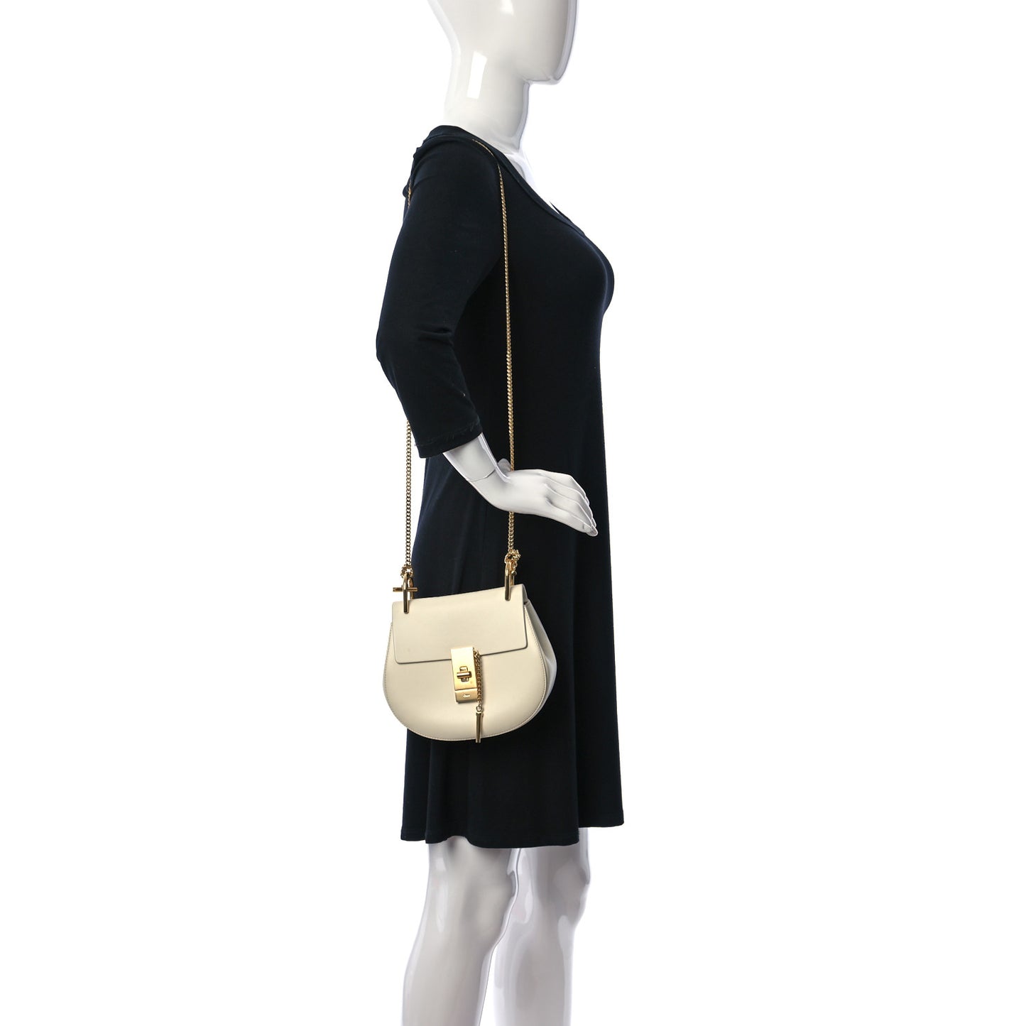 Calfskin Mini Drew Shoulder Bag White