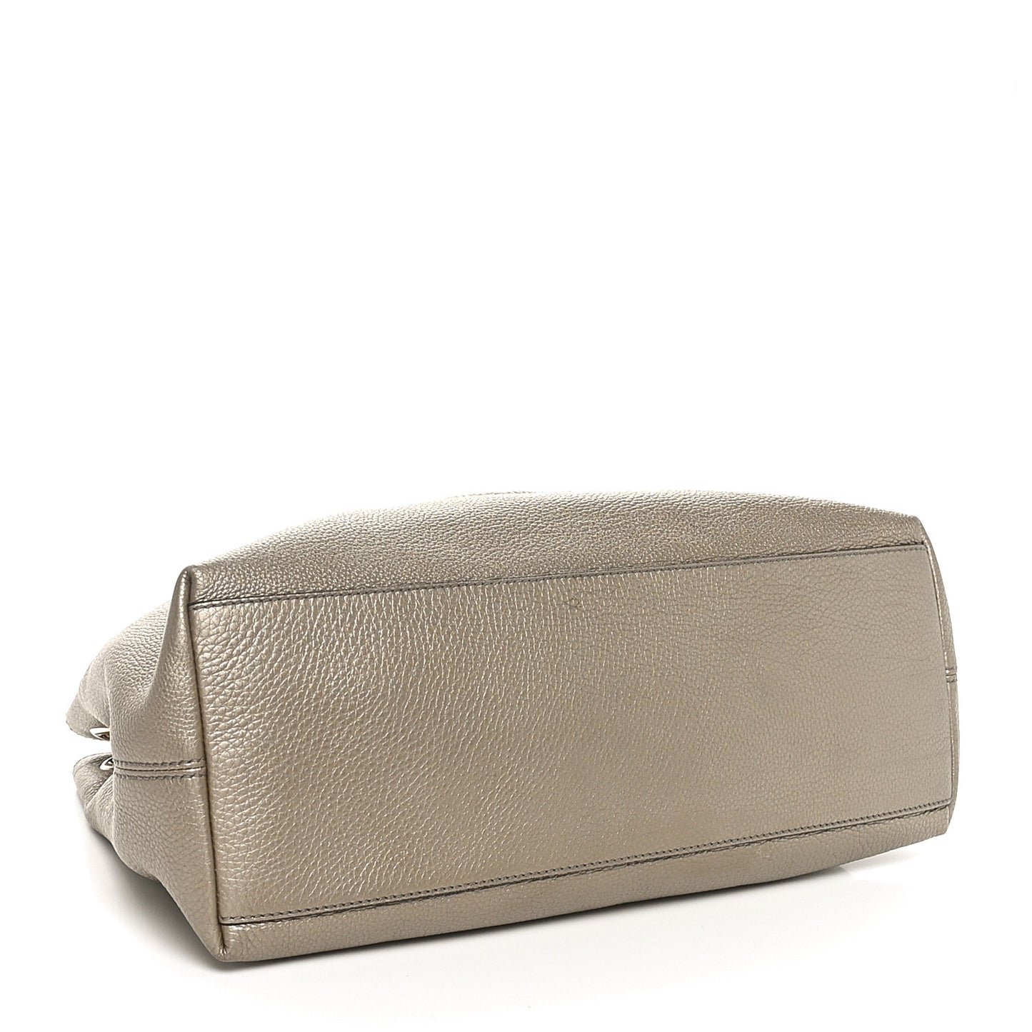 Metallic Pebbled Calfskin Medium Soho Chain Shoulder Bag Golden Beige