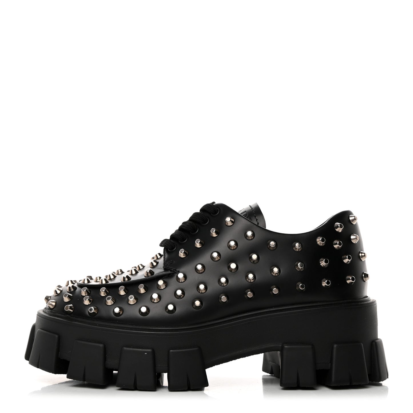 Spazzolato Rois Studded Lace Up Monolith 55mm Derby Loafers 36.5 Black
