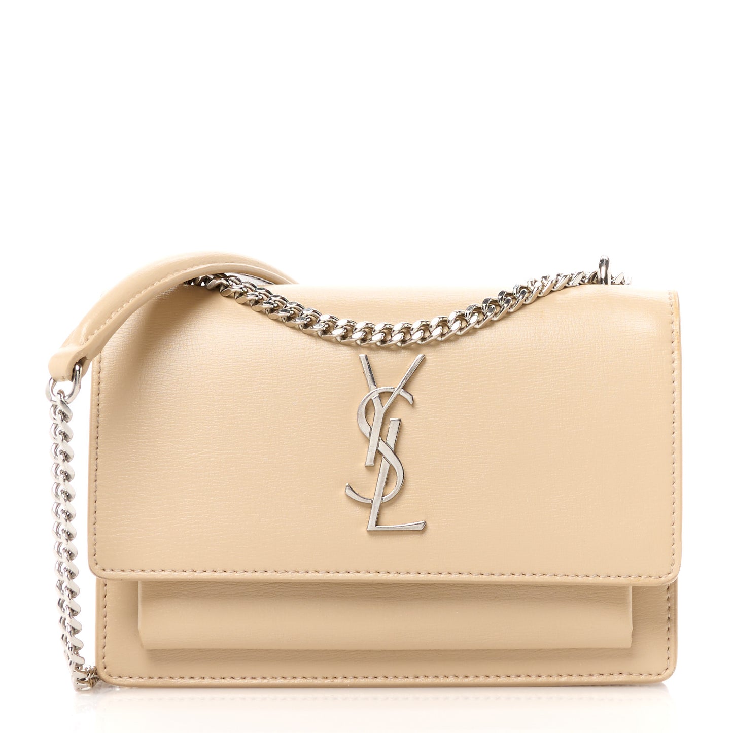 Calfskin Monogram Sunset Chain Wallet Nude Powder