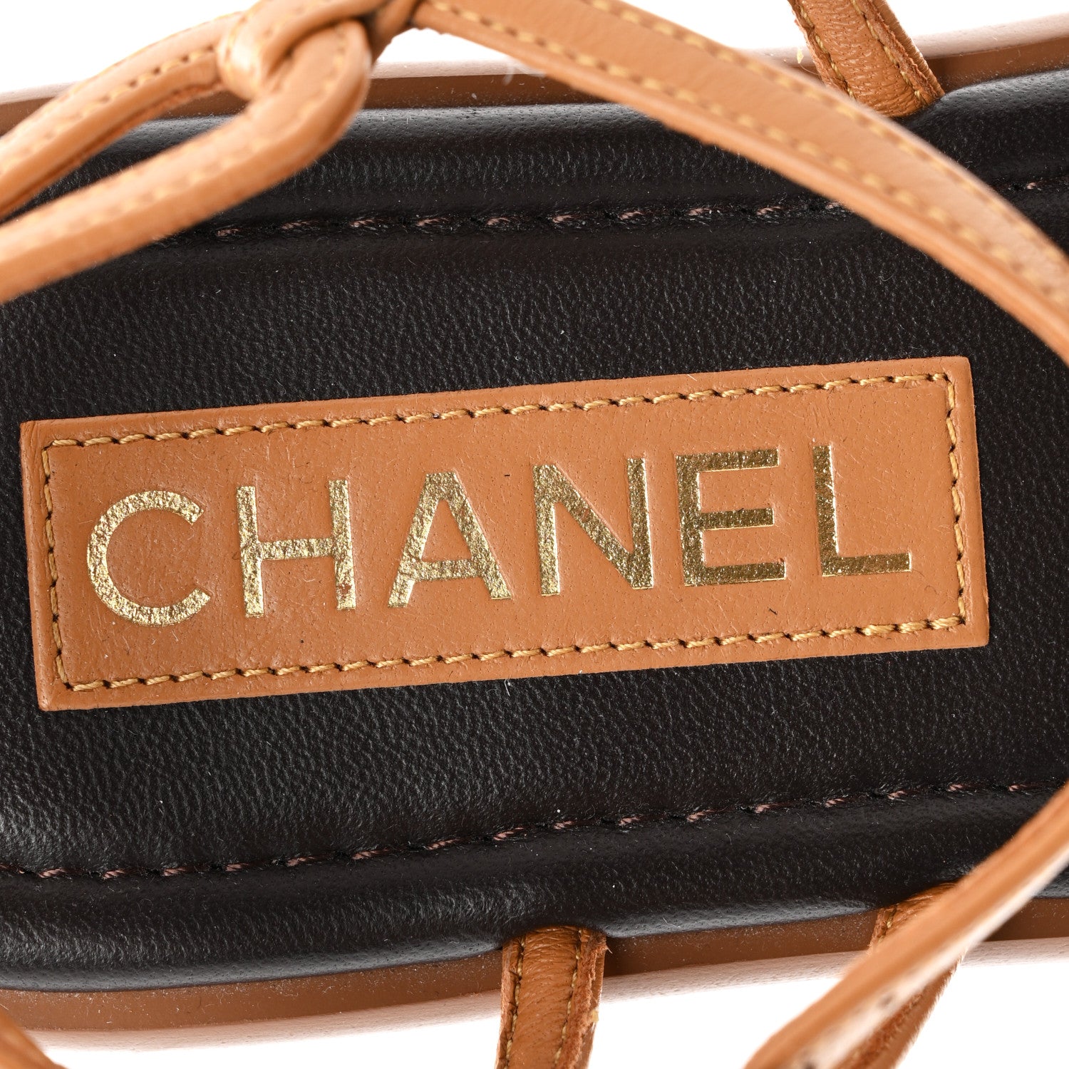 Chanel Lambskin Cord Chain CC Sandals 36.5 Brown Black Ivory 7 of 9