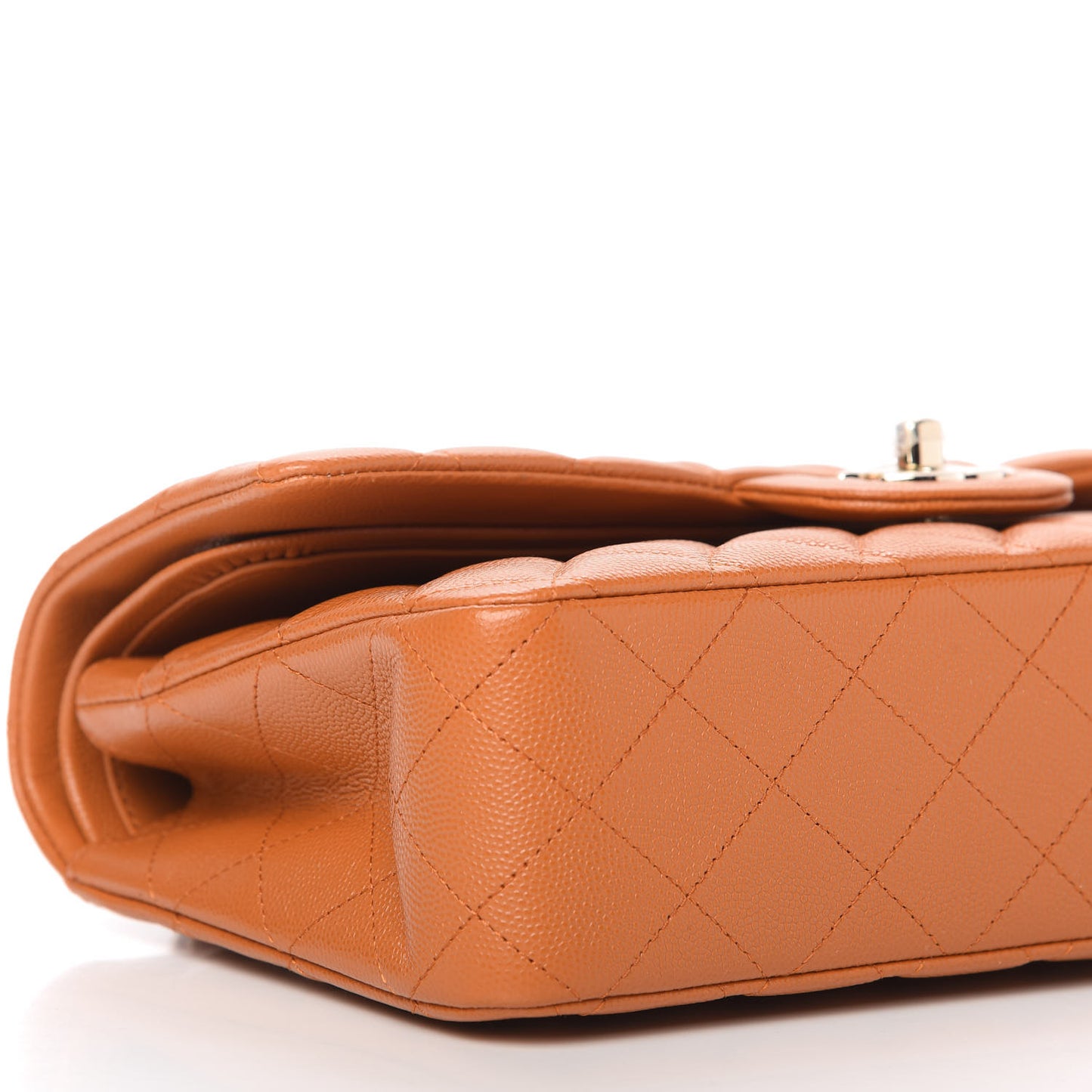 Caviar Quilted Medium Double Flap Light Brown