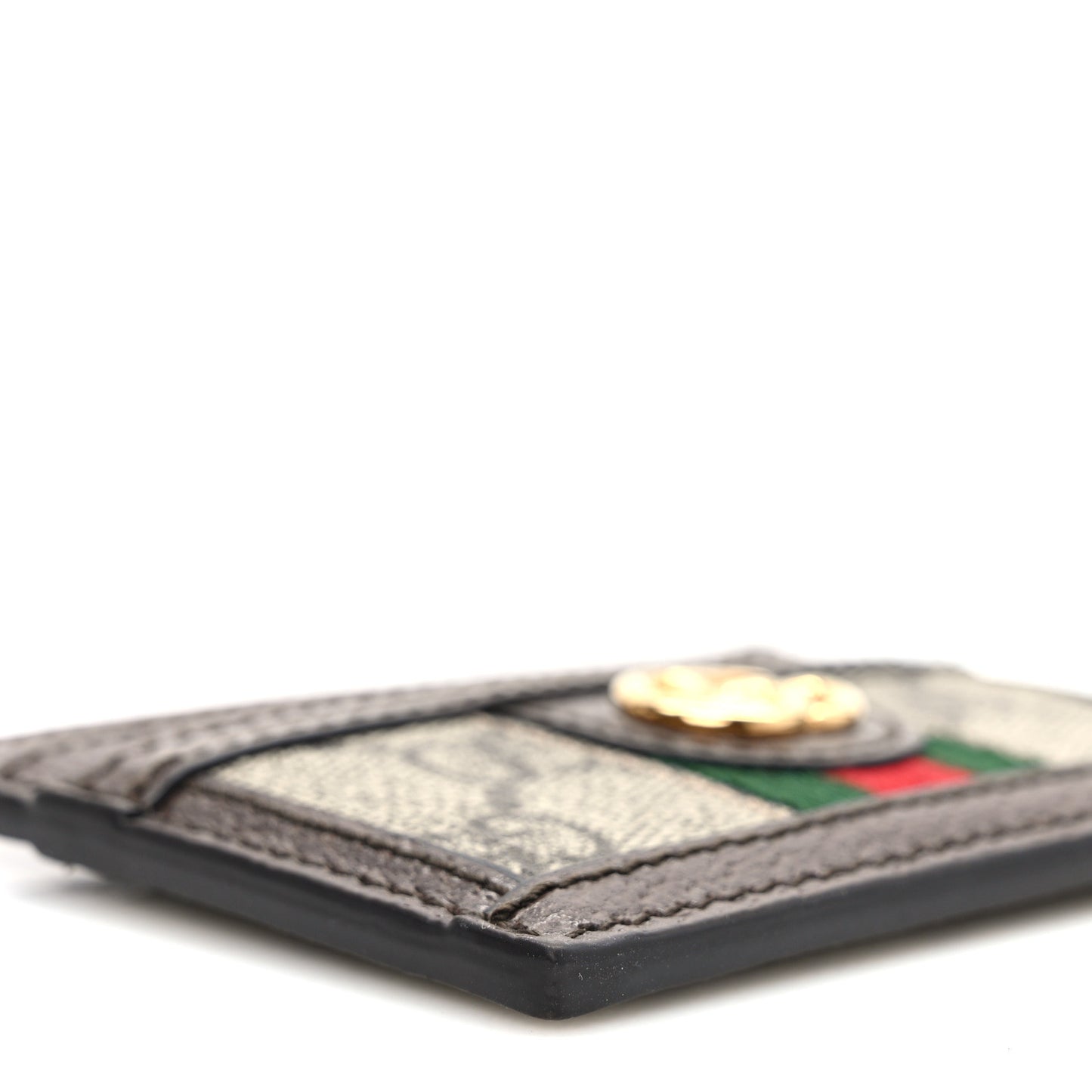 GG Supreme Monogram Ophidia Card Holder Brown