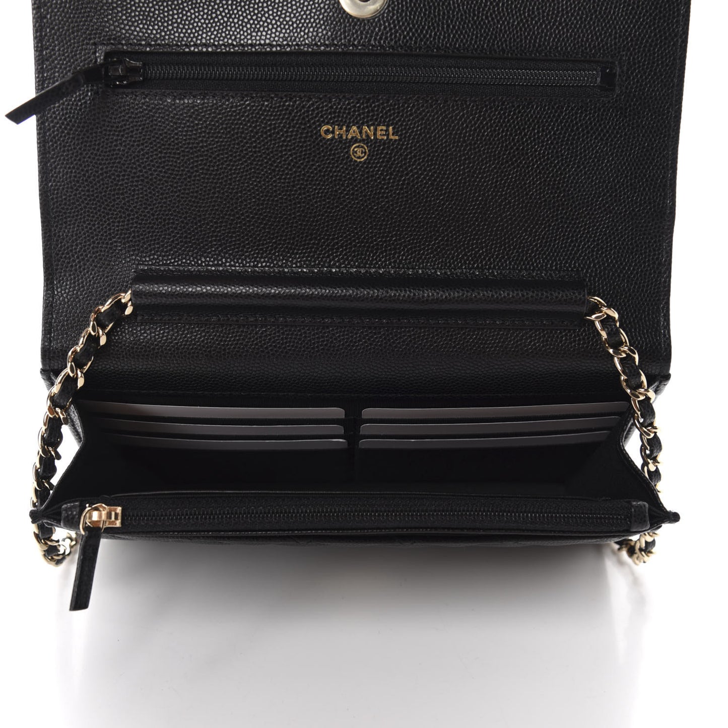 Caviar Quilted French New Wave Chain CC Wallet On Chain WOC Black