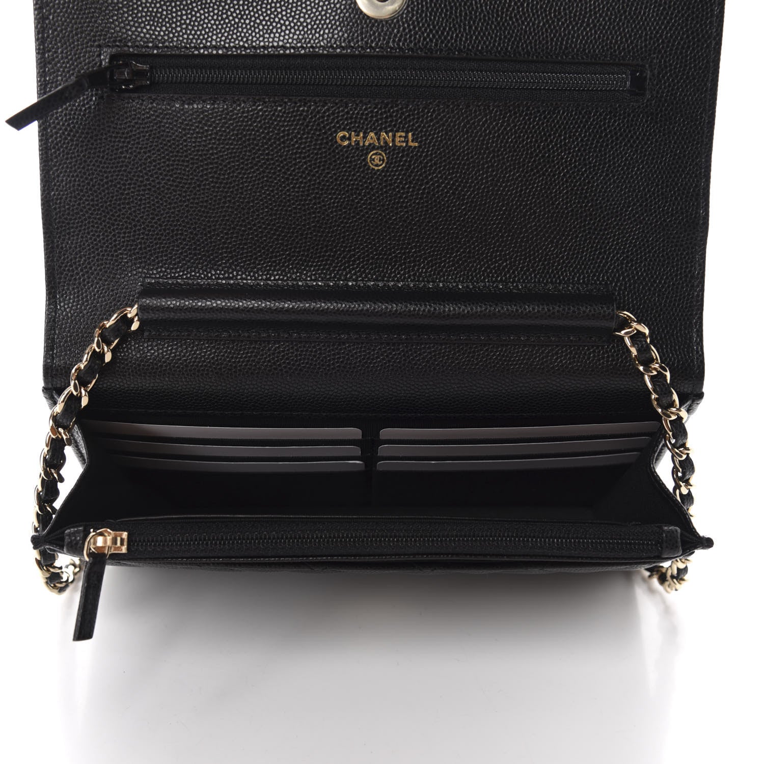 Chanel Caviar Quilted French New Wave Chain CC Wallet On Chain WOC Black 5 of 12