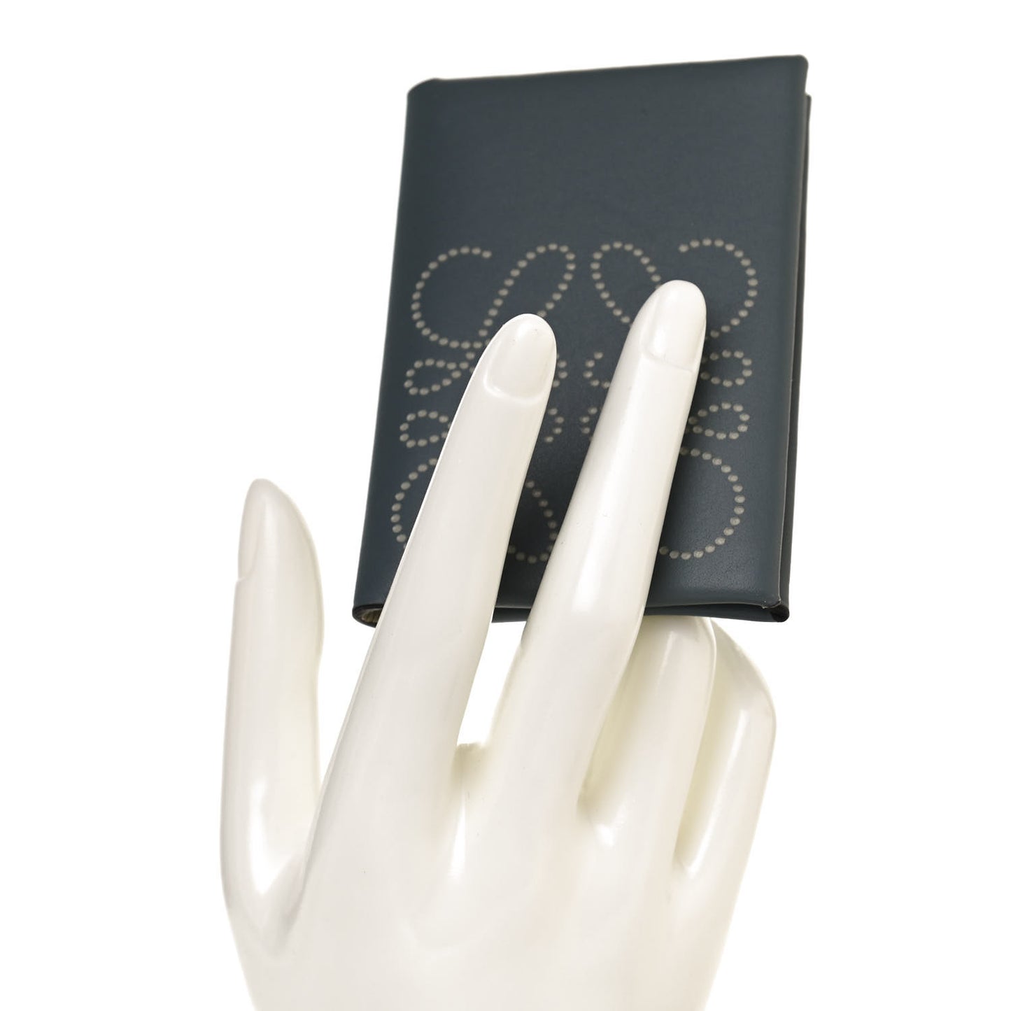 Calfskin Calfskin Anagram Bifold Card Holder Stone Blue