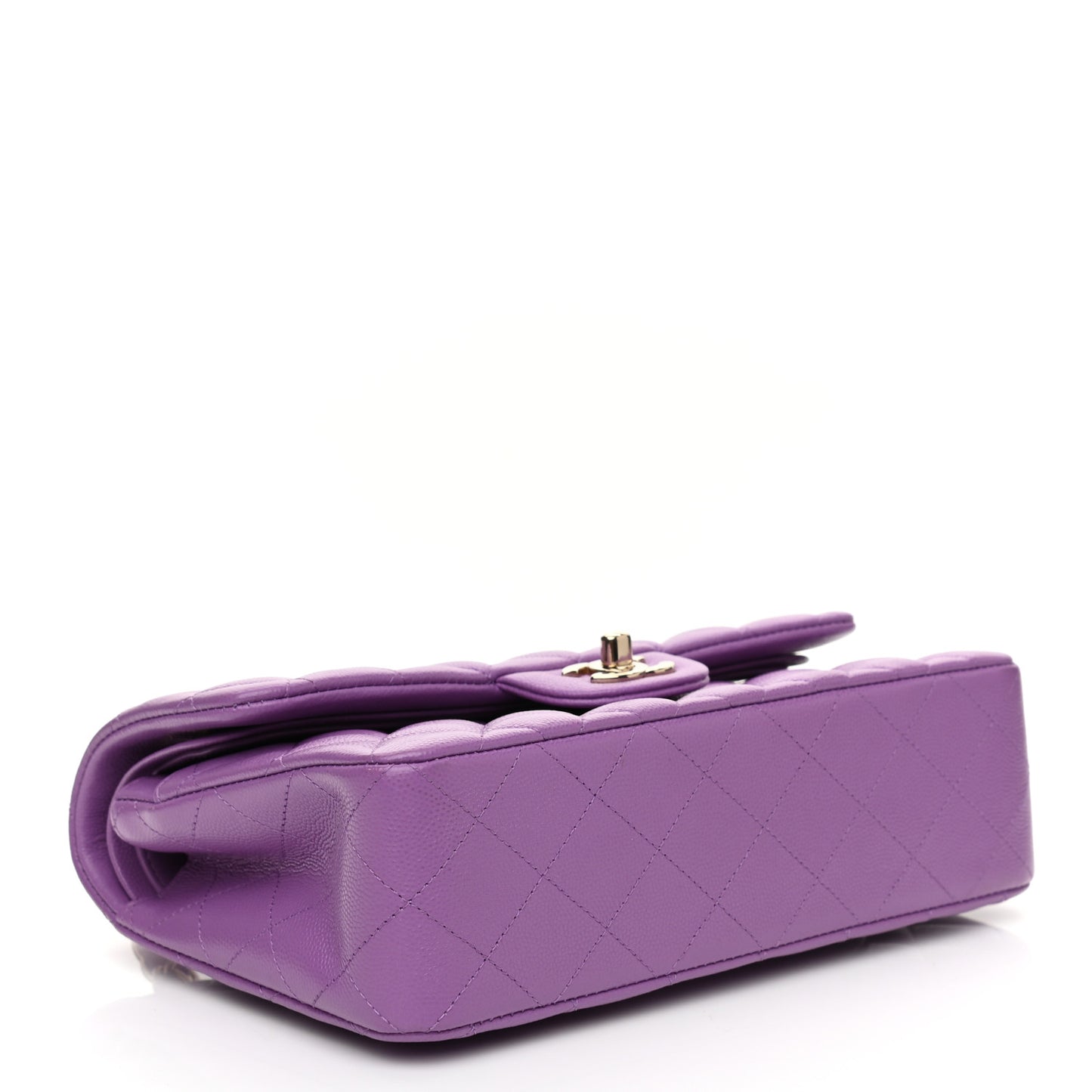 Caviar Quilted Small Double Flap Purple
