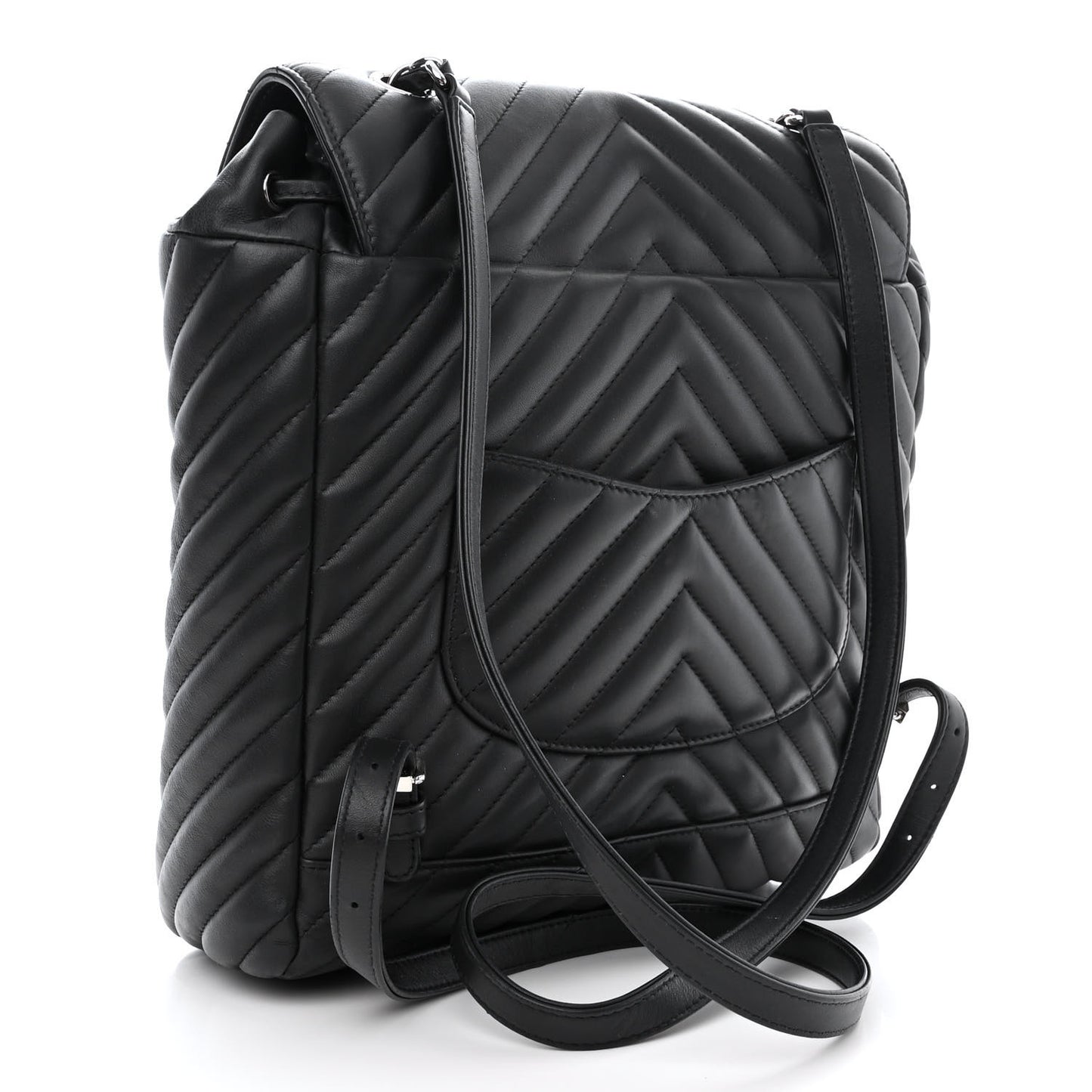 Calfskin Chevron Quilted Large Urban Spirit Backpack Black