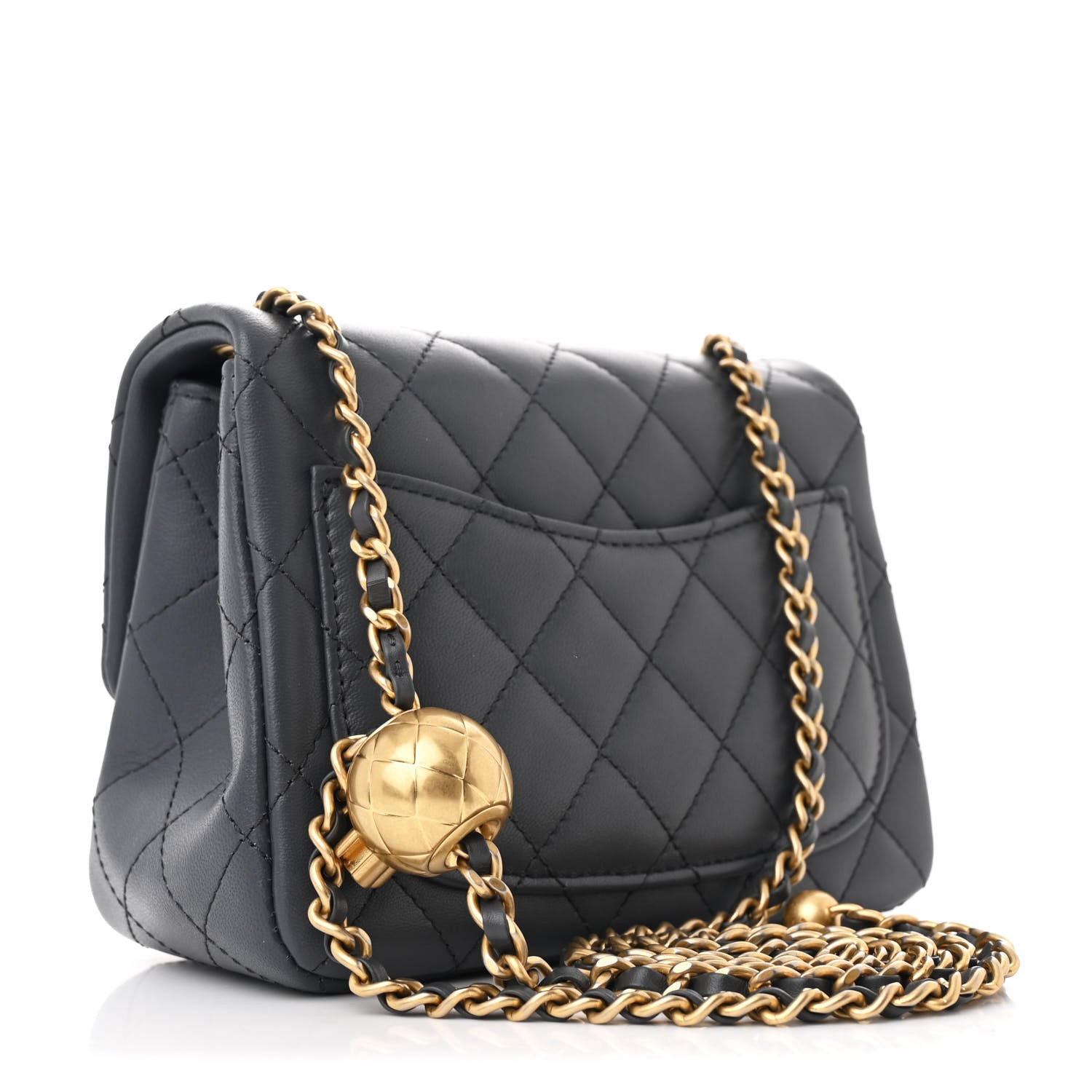Chanel Lambskin Quilted Mini Pearl Crush Flap Dark Grey 3 of 11