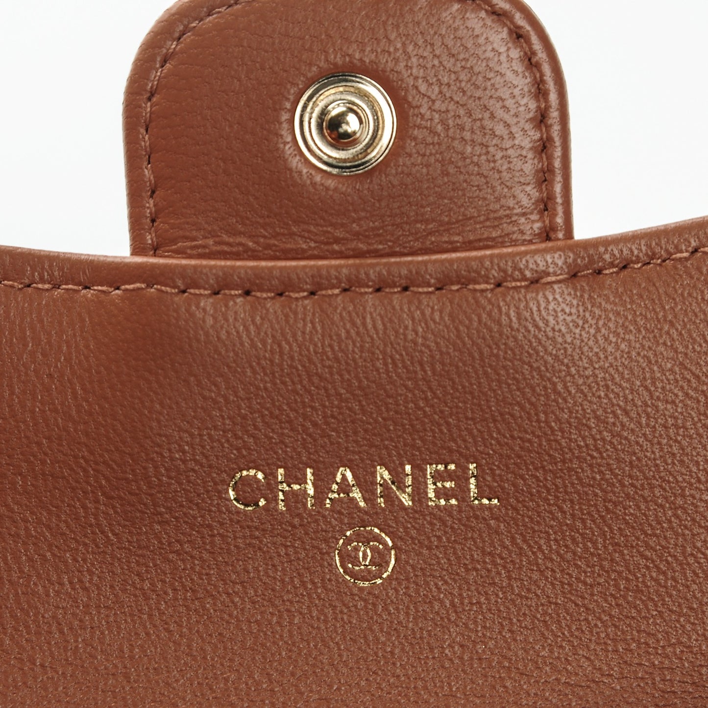 Lambskin Quilted Card Holder Camel