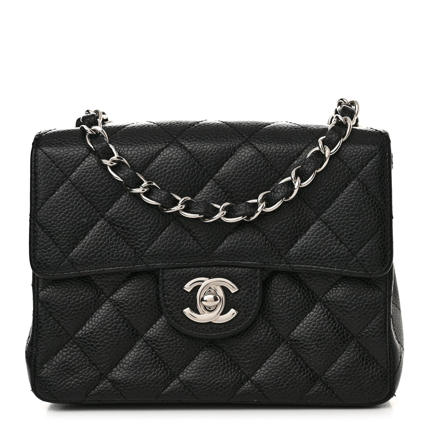 Caviar Quilted Mini Square Flap Black