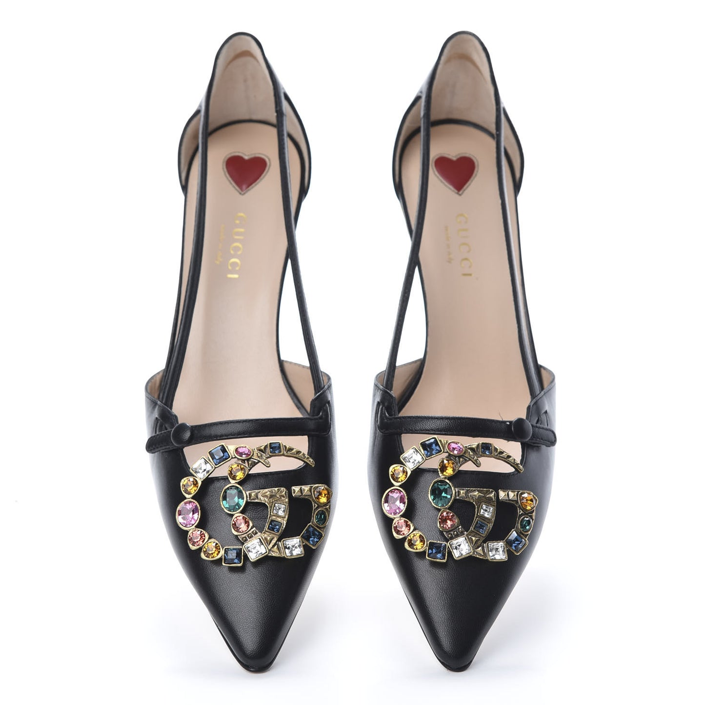 Calfskin Crystal GG Unia Pumps 37.5 Black