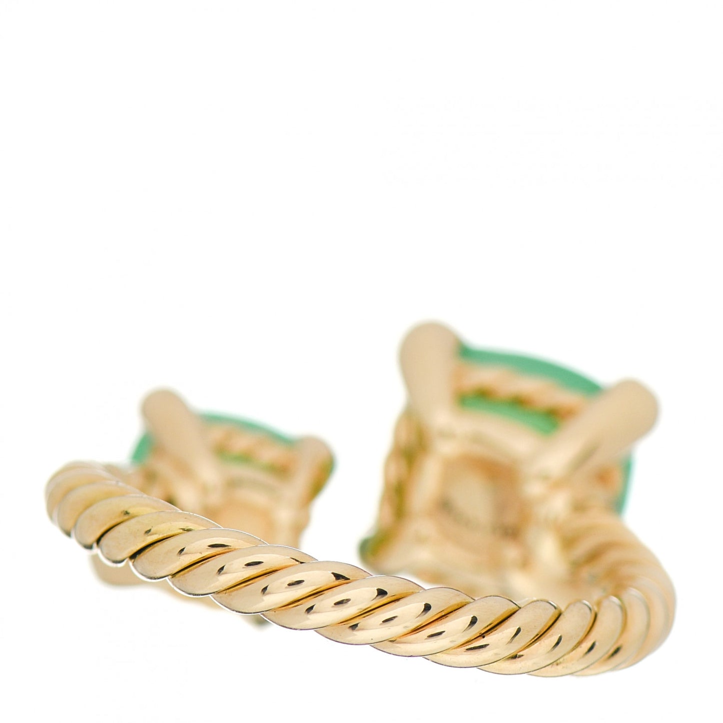 18K Yellow Gold Diamond Chrysoprase Chatelaine Bypass Ring 52 6