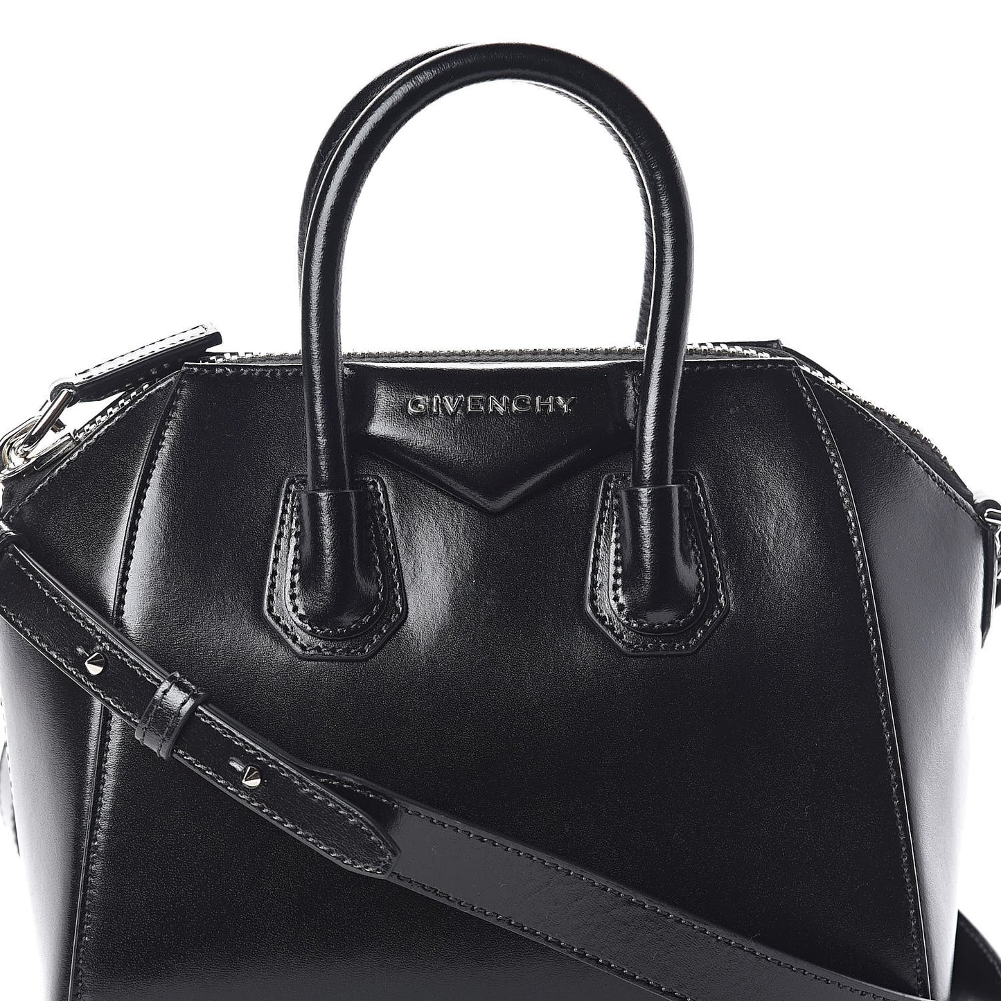 Shiny Lord Calfskin Mini Antigona Black