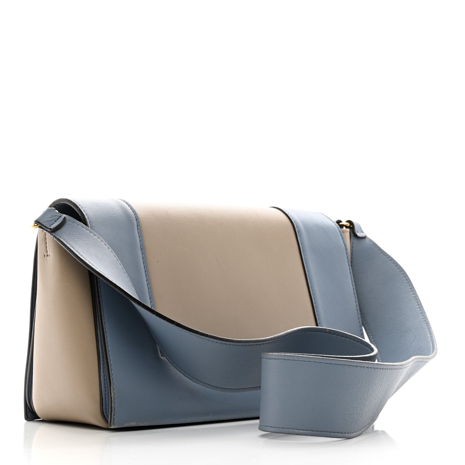 Celine Shiny Smooth Calfskin Medium Frame Shoulder Bag Blue Light Taupe 3 of 15