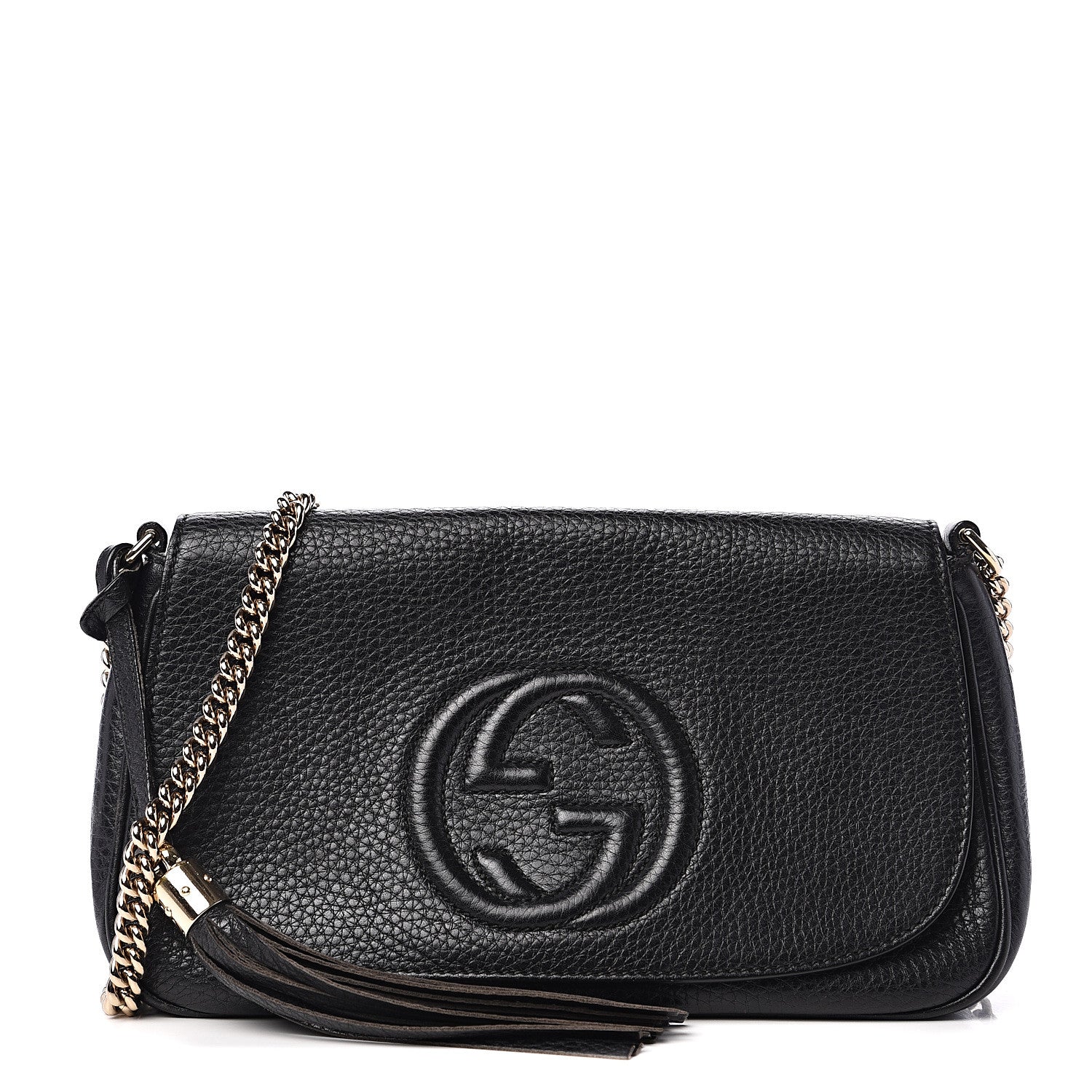 Gucci Pebbled Calfskin Medium Soho Flap Crossbody Black