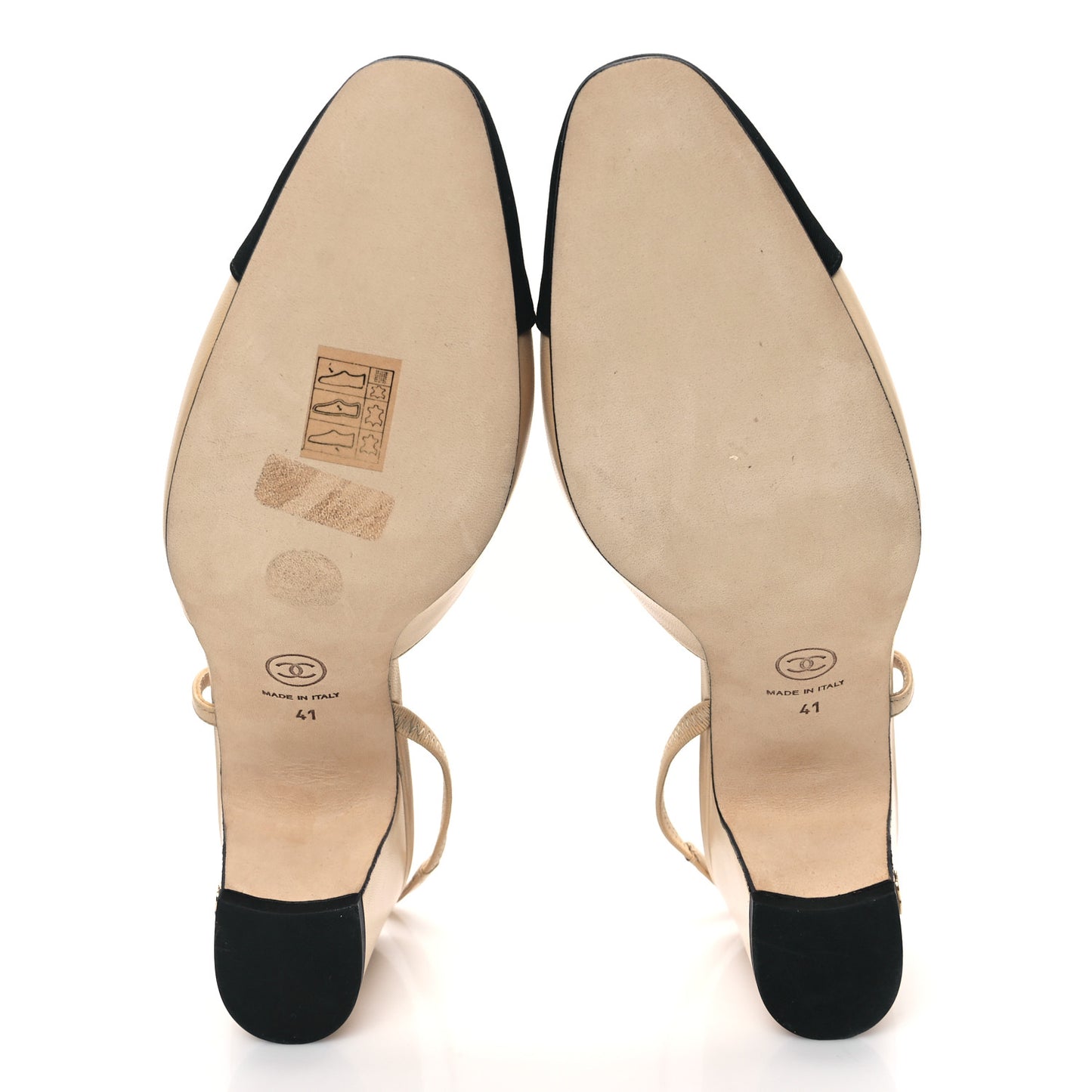 Goatskin Grosgrain Cap Toe CC Slingback Pumps 41 Beige Black