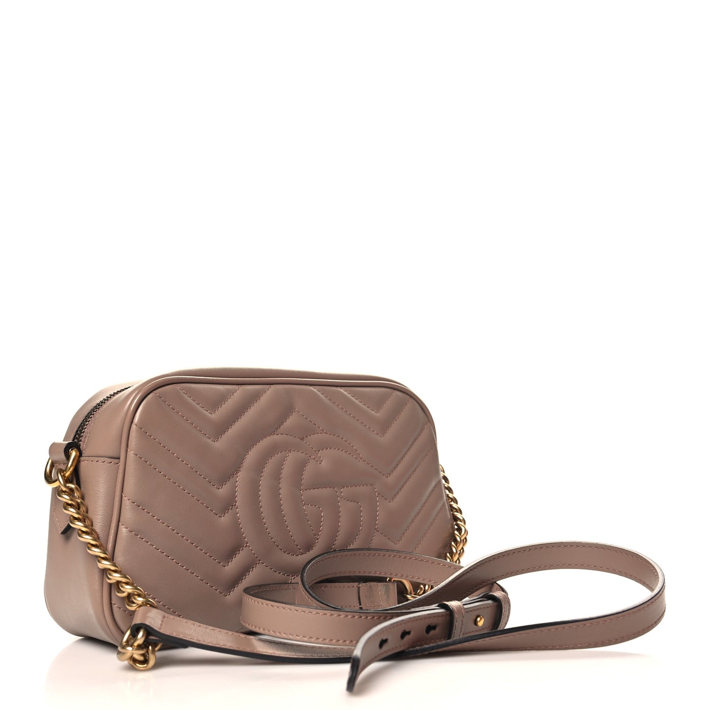 Calfskin Matelasse Small GG Marmont Chain Shoulder Bag Porcelain Rose