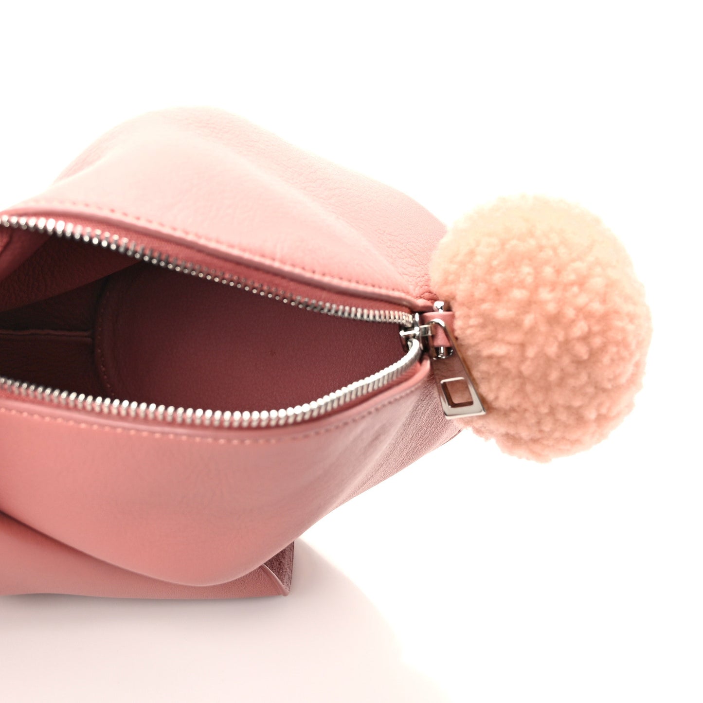 Calfskin Shearling Small Bunny Shoulder Bag Peach Bloom
