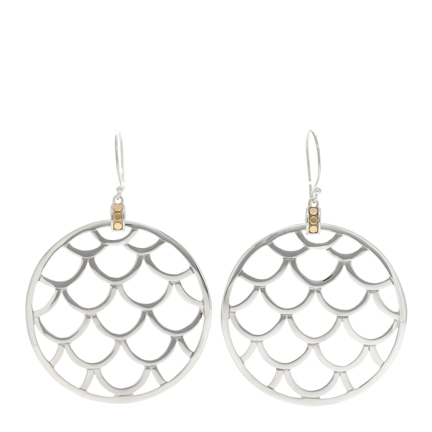 Sterling Silver 18K Yellow Gold Legends Naga Dot Round Drop Earrings