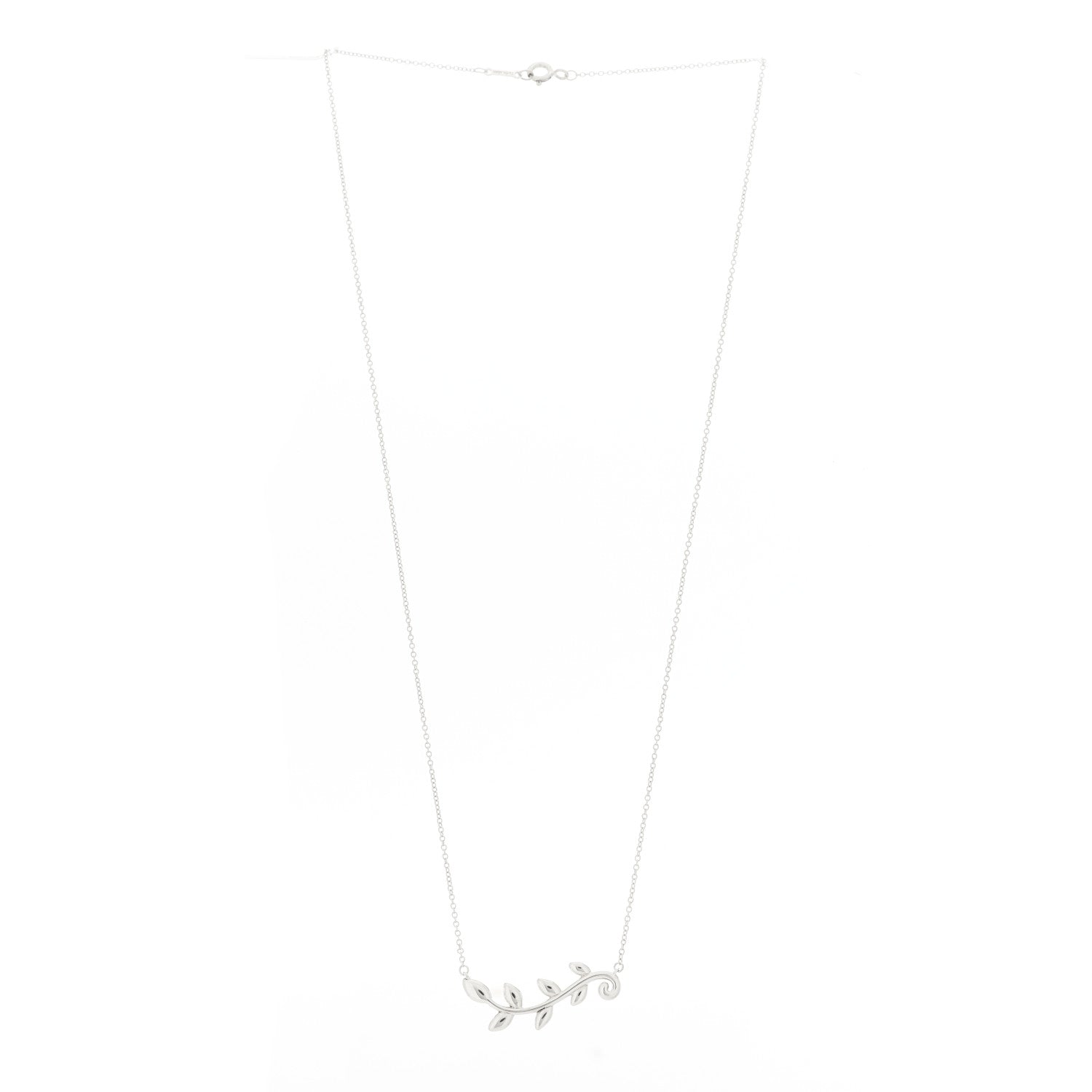 Tiffany Sterling Silver Paloma Picasso Olive Leaf Vine Pendant Necklace 3 of 5