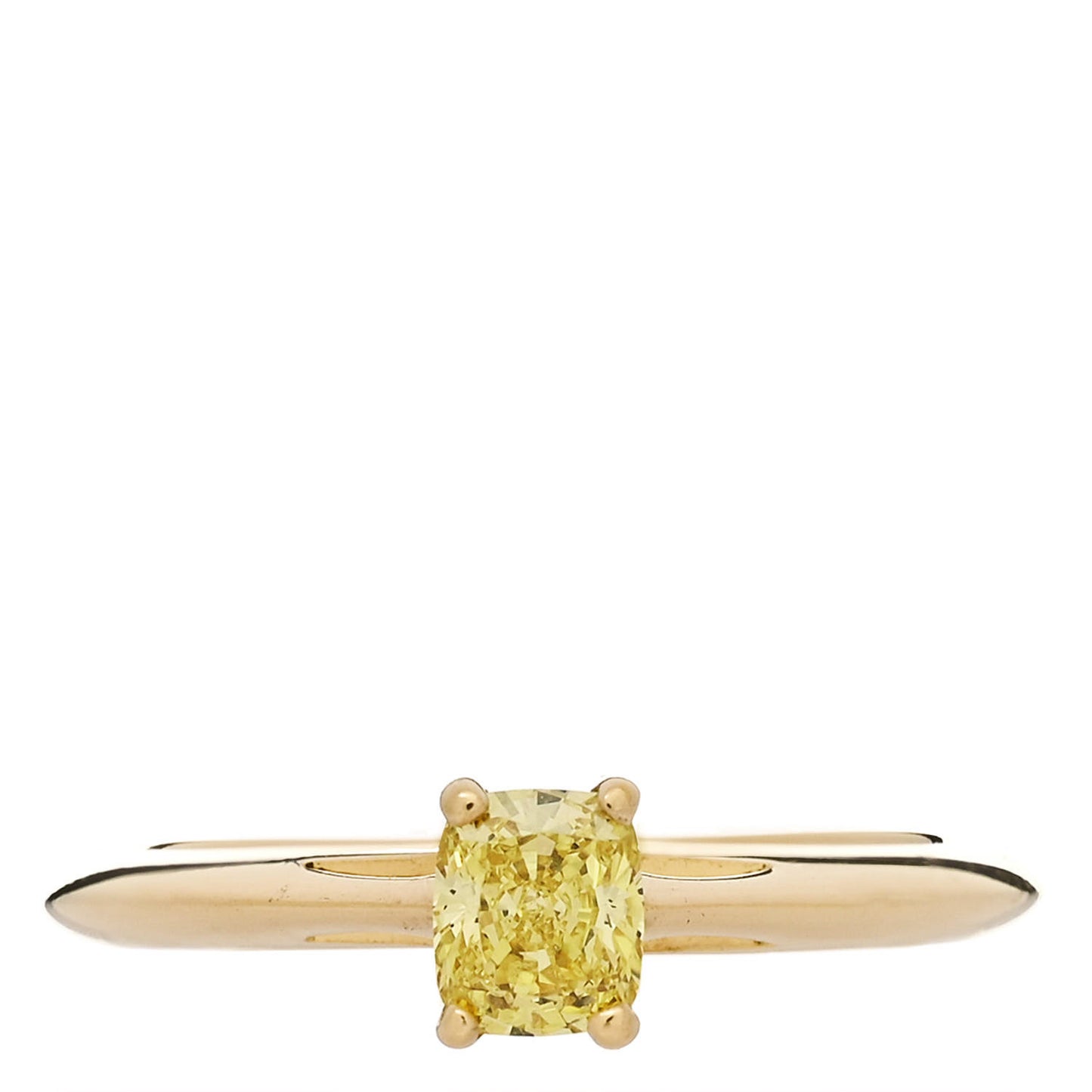 18K Yellow Gold Fancy Yellow Diamond .29ct Solitaire Cushion Cut Engagement Ring 43 2.75