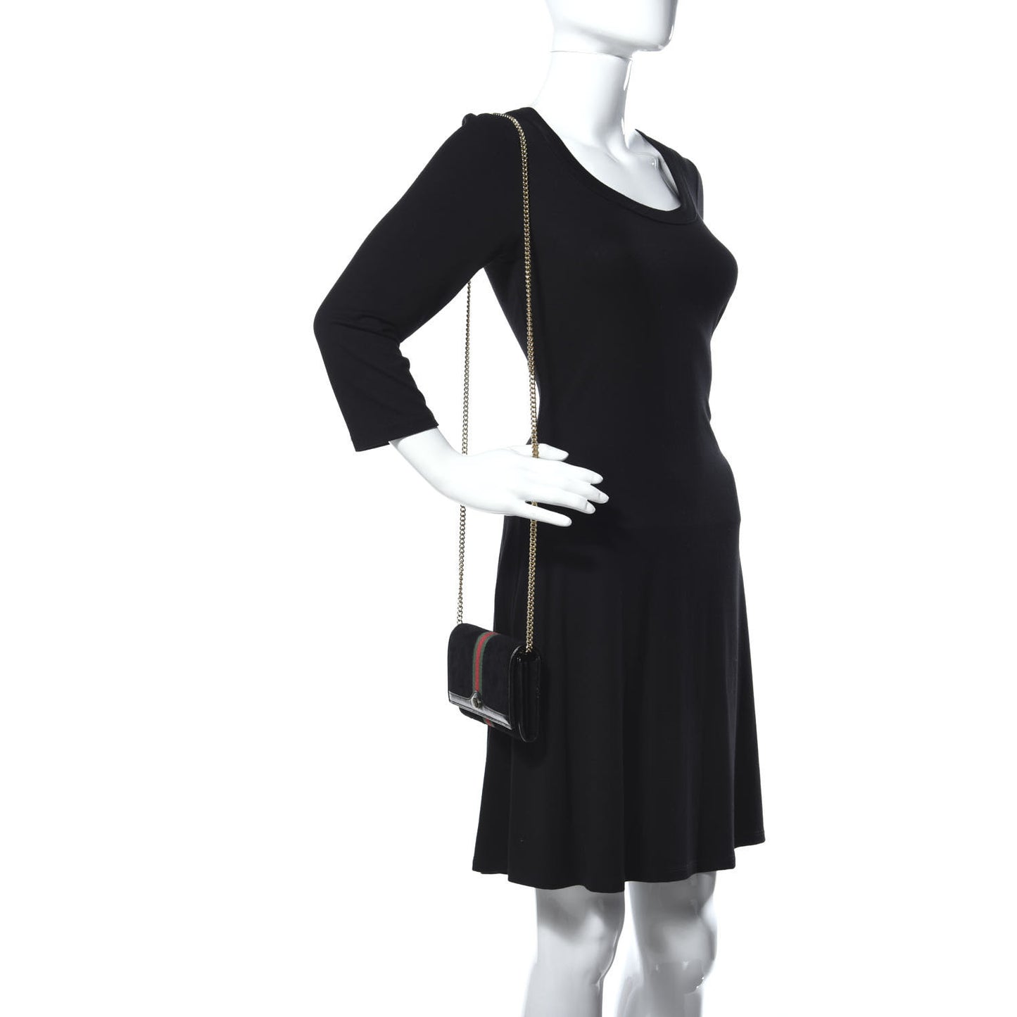 Suede Patent Web Ophidia Wallet On Chain Black