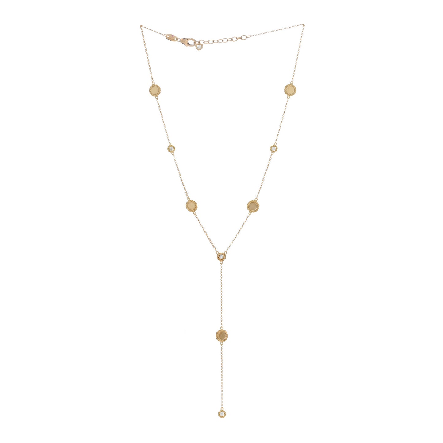 18K Yellow Gold Diamond Barocco Braid Y Drop Necklace