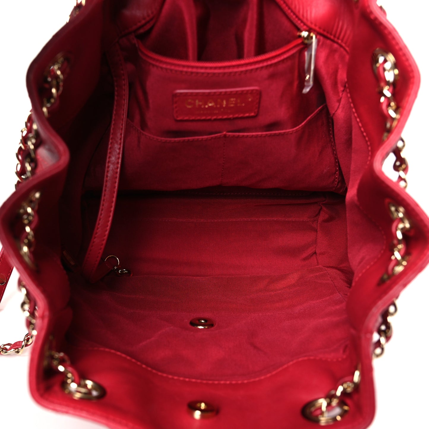 Lambskin Quilted Small Drawstring Shoulder Bag Dark Pink